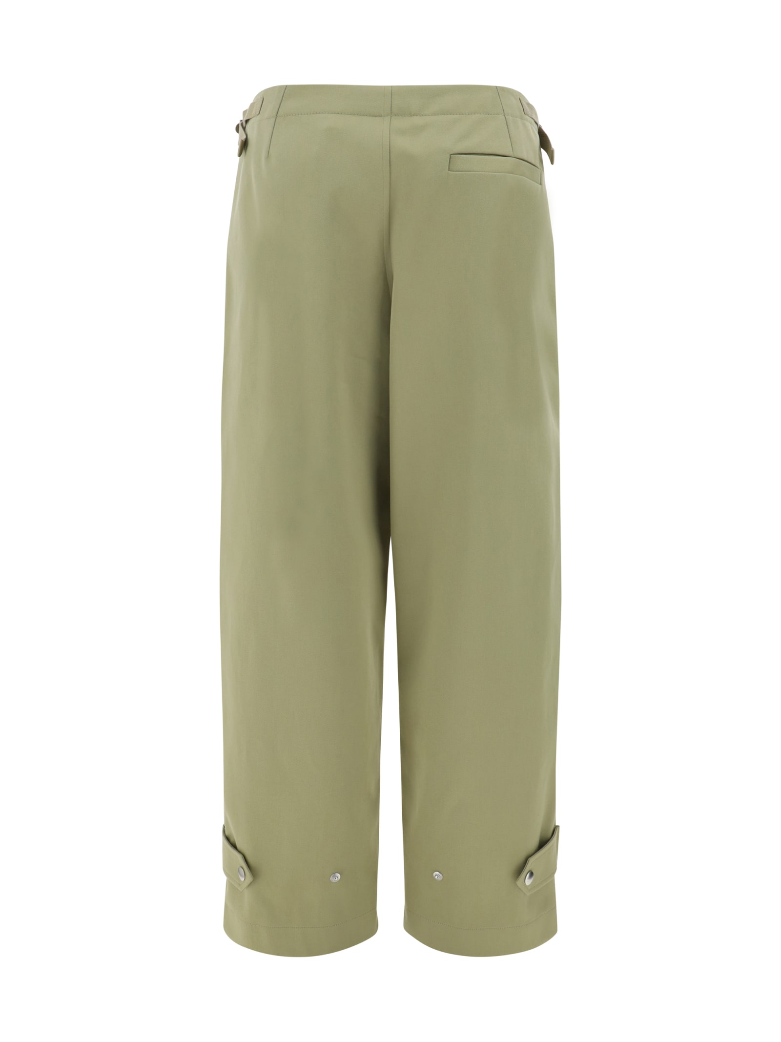 Burberry Adjustable Straps Wide-leg Cotton Pant In Hunter