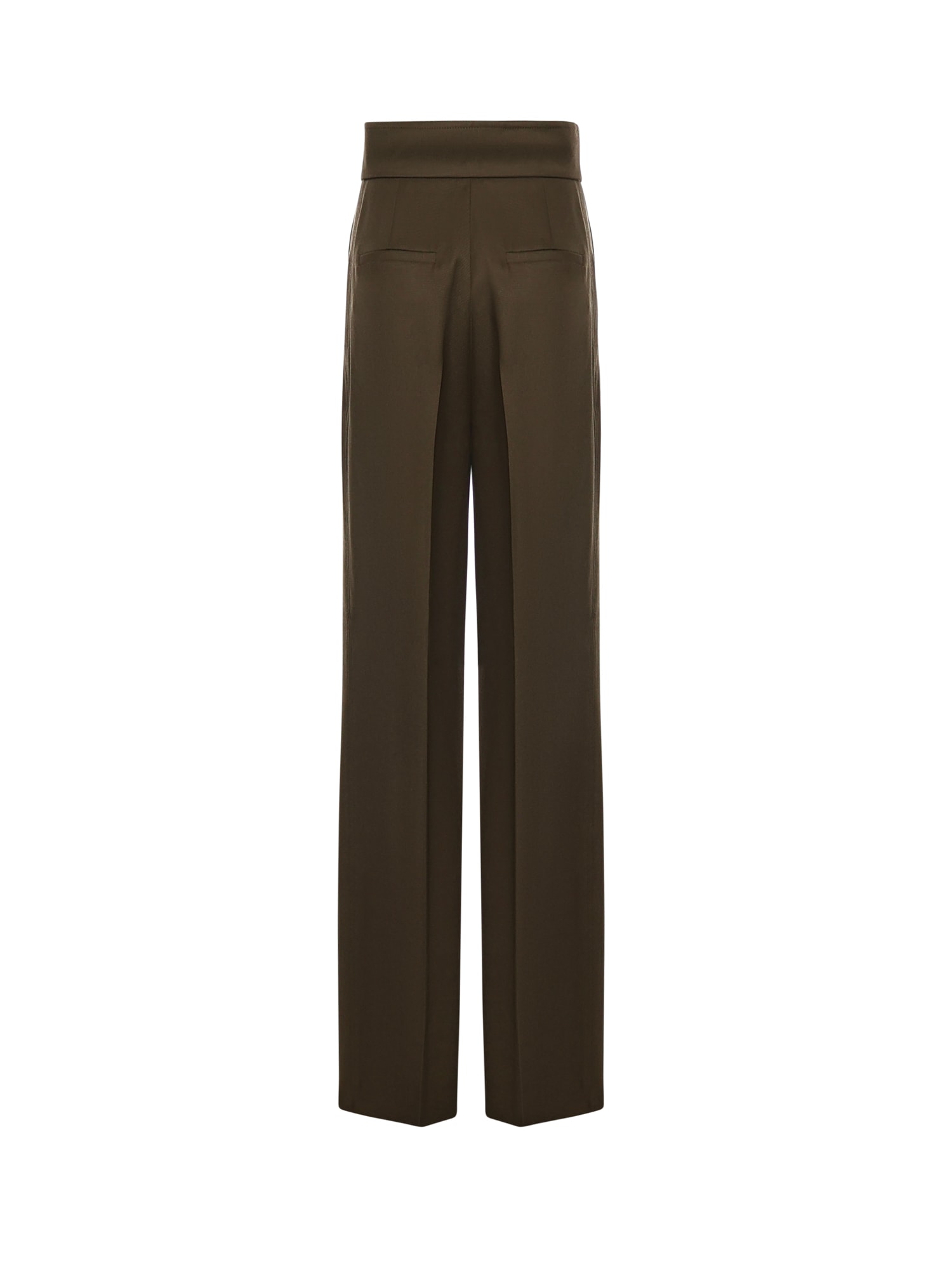Max Mara Wide-leg Wool Trousers In Green