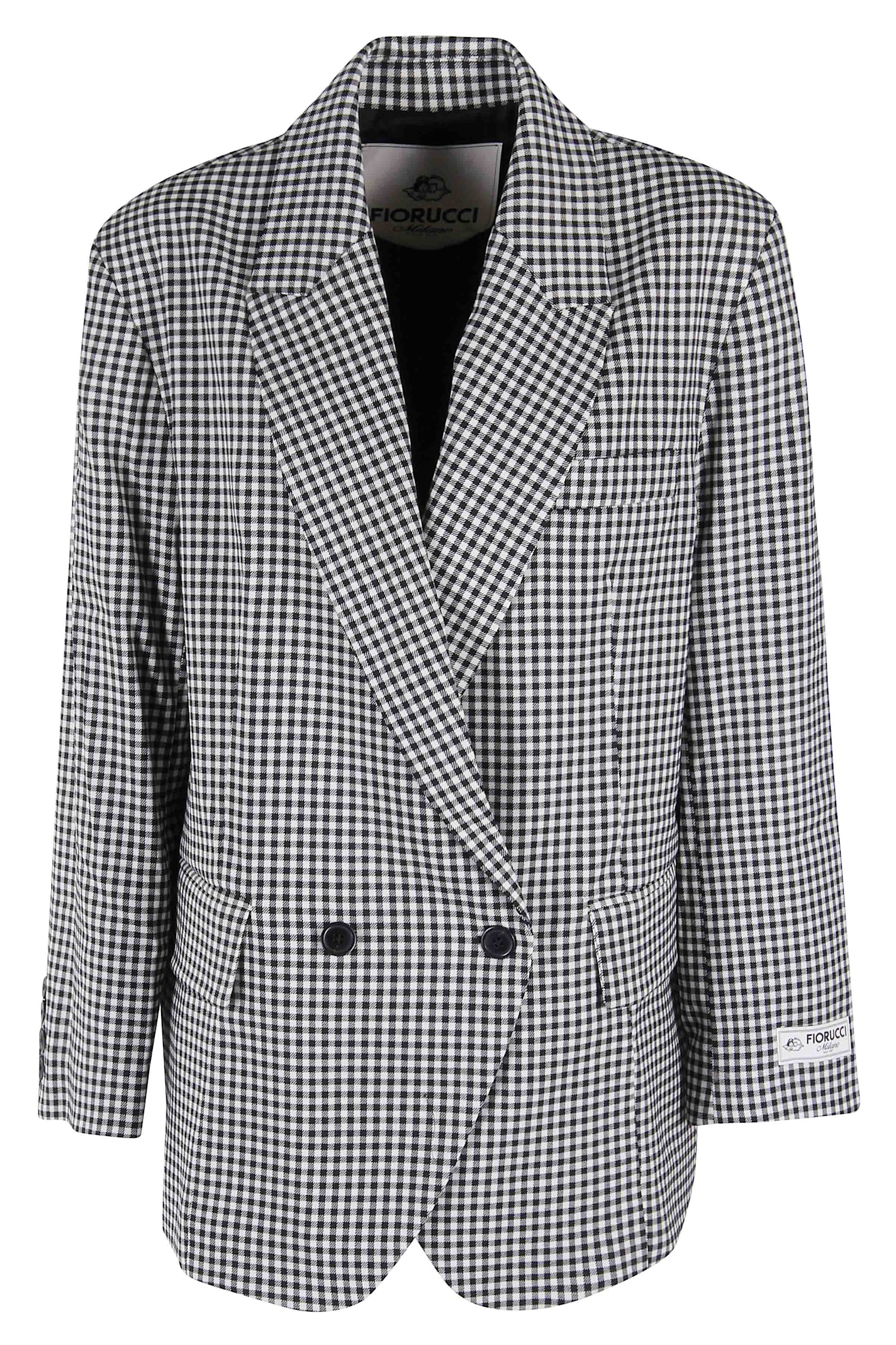 Fiorucci Black And White Gingham Blazer In Gray