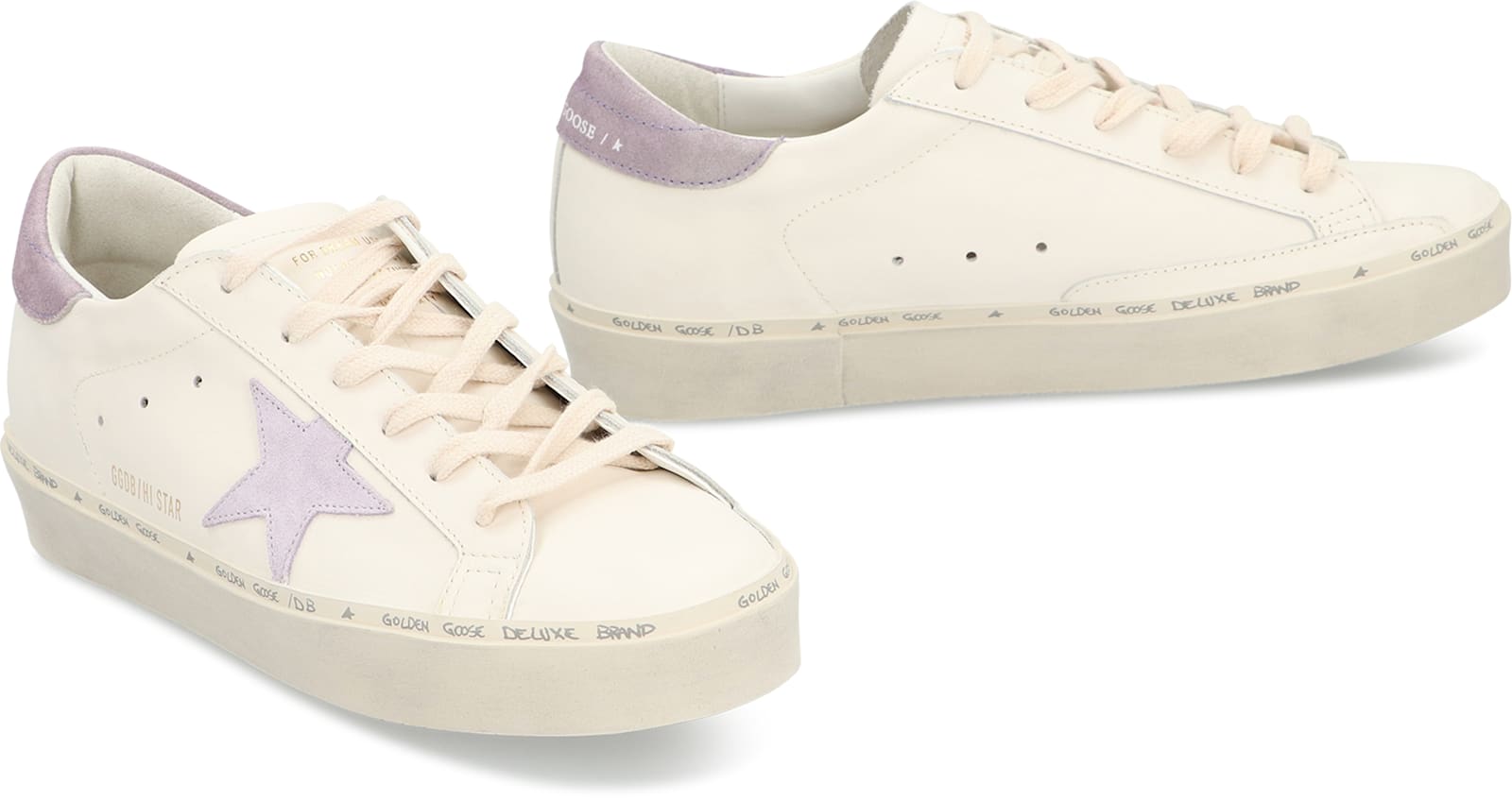 Golden Goose Hi Star Leather Platform Sneakers In White
