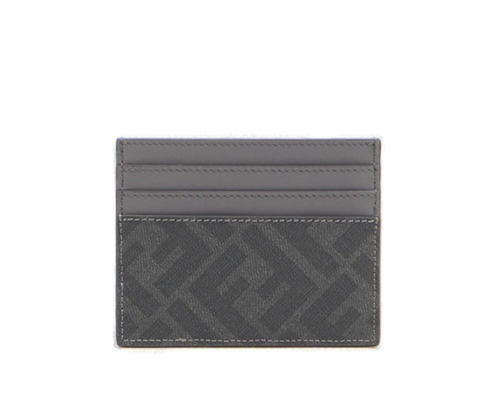 Shop Fendi Diagonal Ff Printed Card Holder In Grey