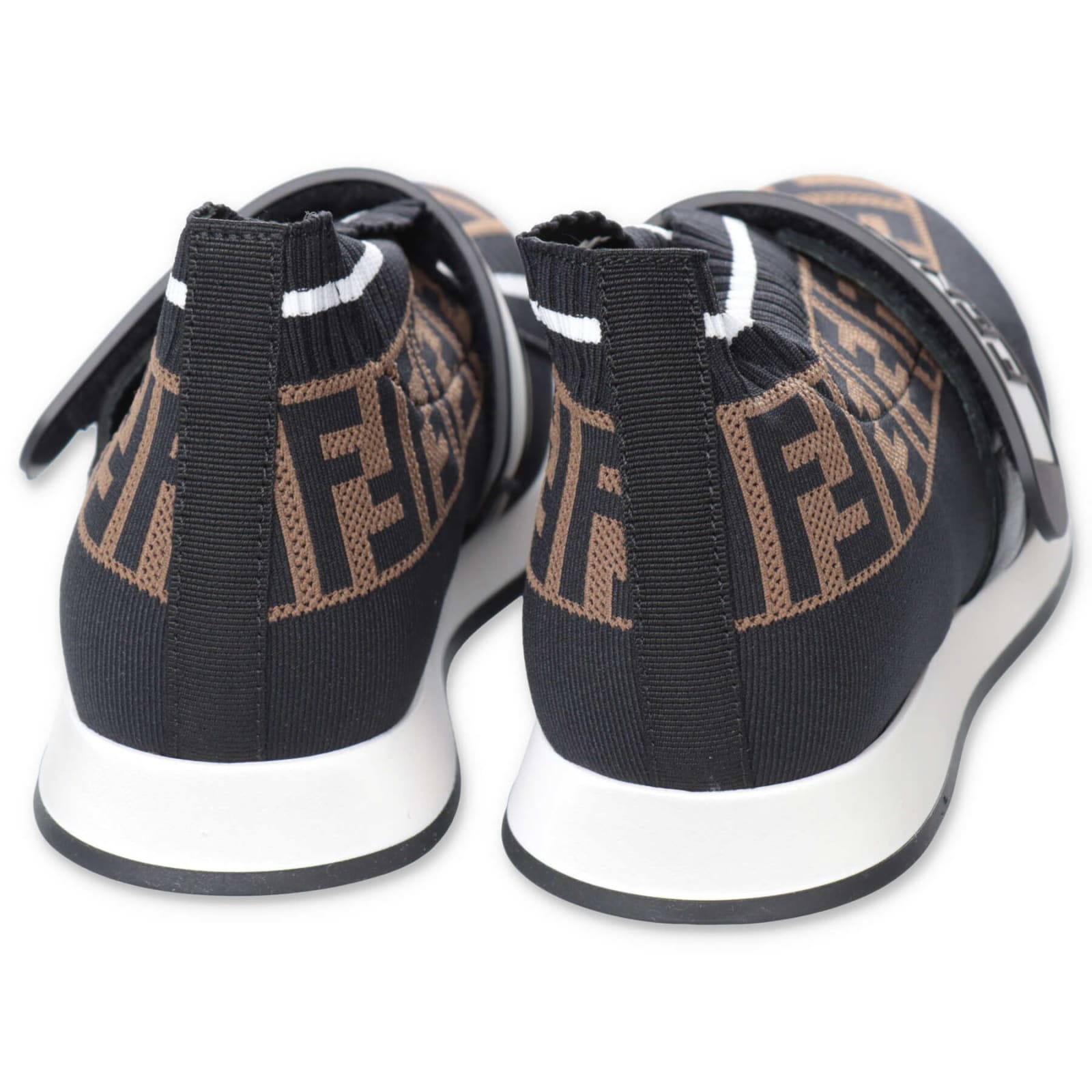 Fendi Sneakers Slip-on Nere In Maglia Con Logo Jacquard