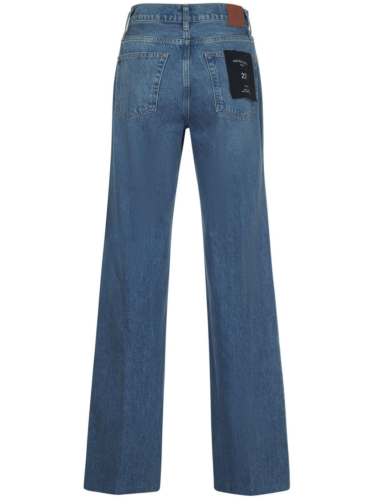 Anine Bing Hugh Logo Patch Jeans In Blue