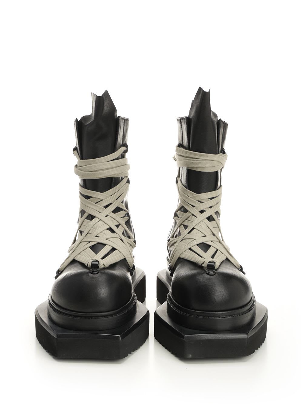 Rick Owens Black Concordians Megalace Turbo Cyclops Boots In Black