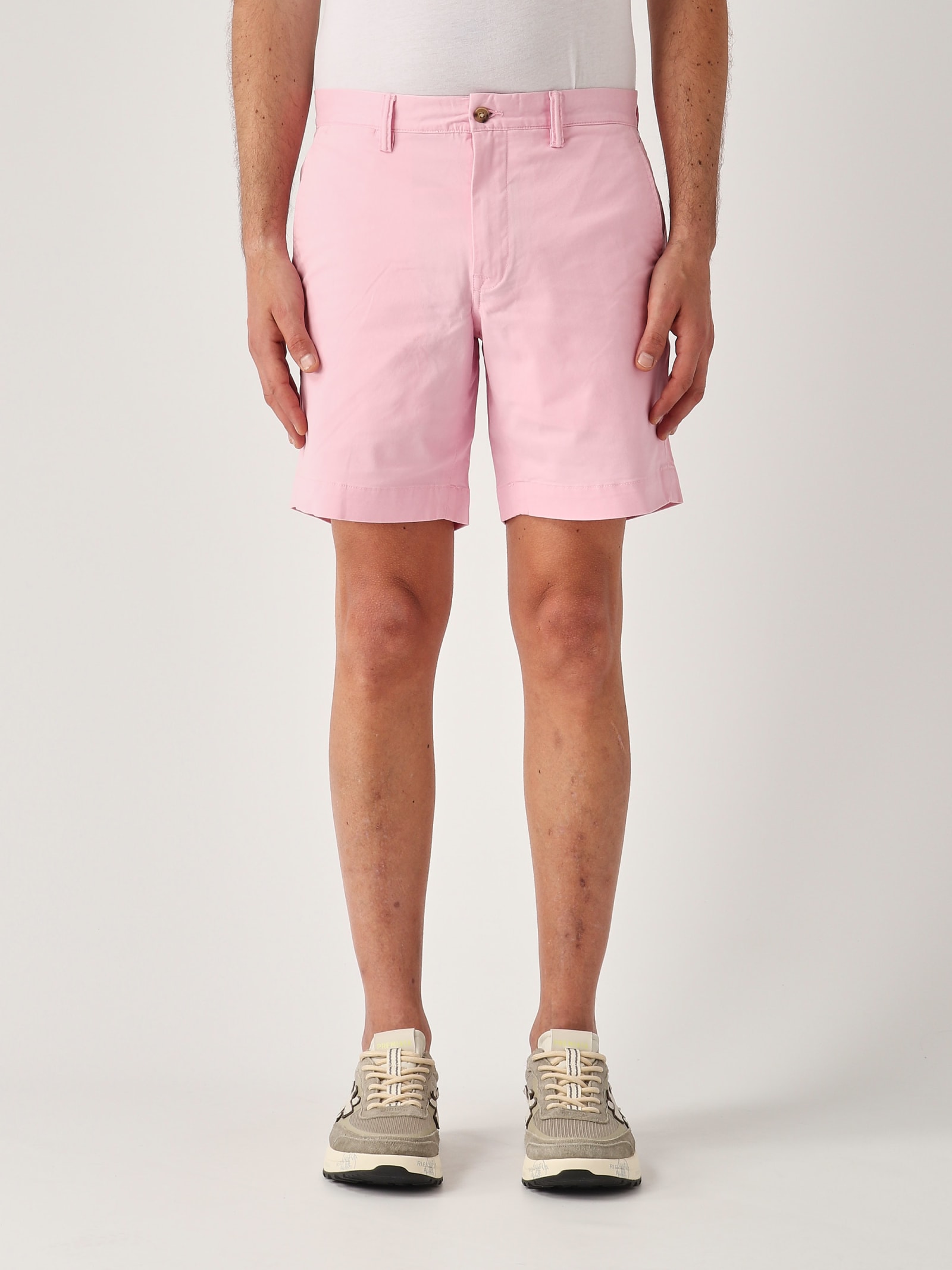 Shop Polo Ralph Lauren Flat Short Shorts In Rosa