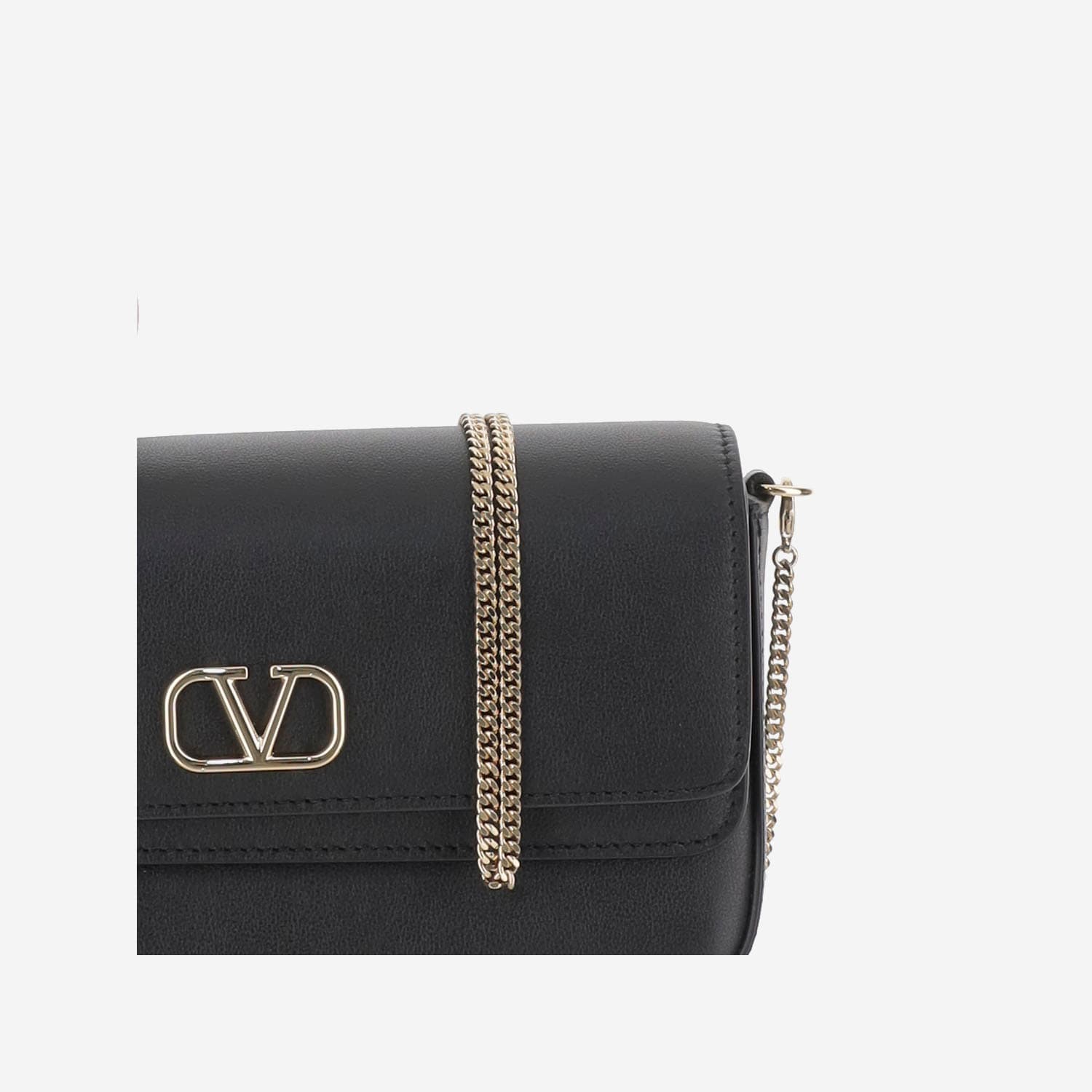 Shop Valentino Vlogo Nappa Leather Shoulder Bag In Black