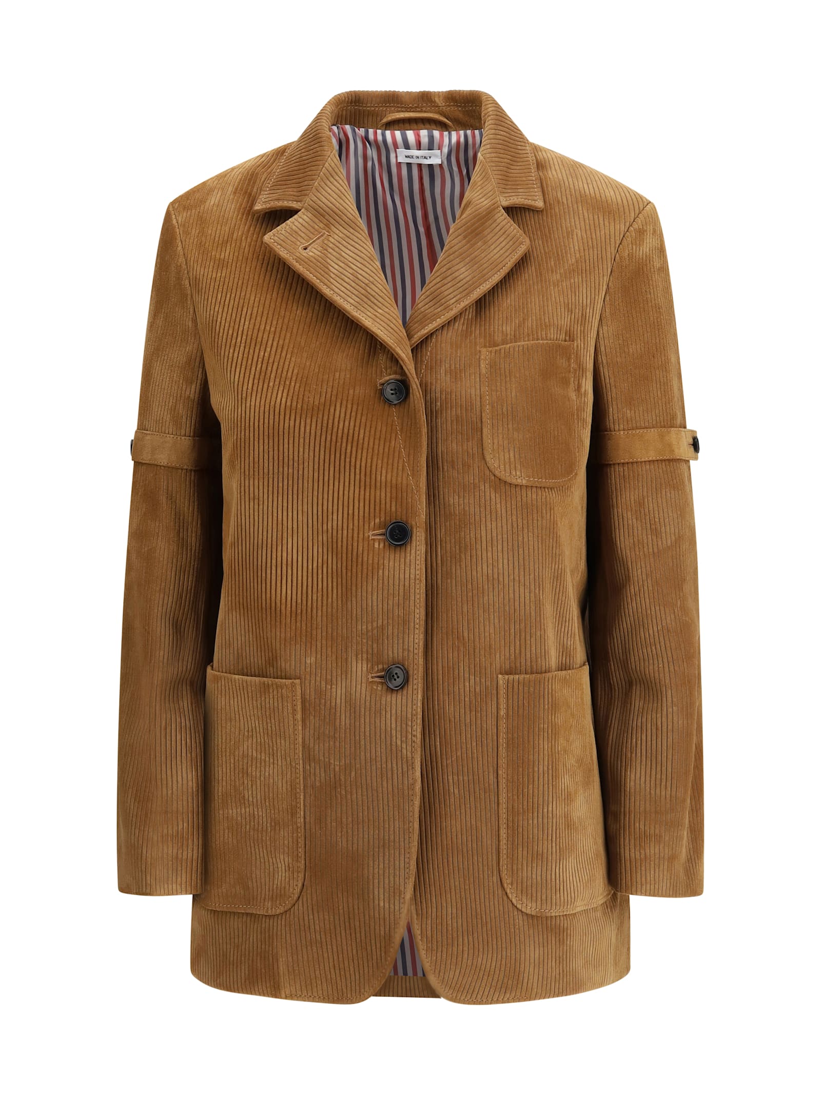 Thom Browne Ribbed Suede Jacket In Brown