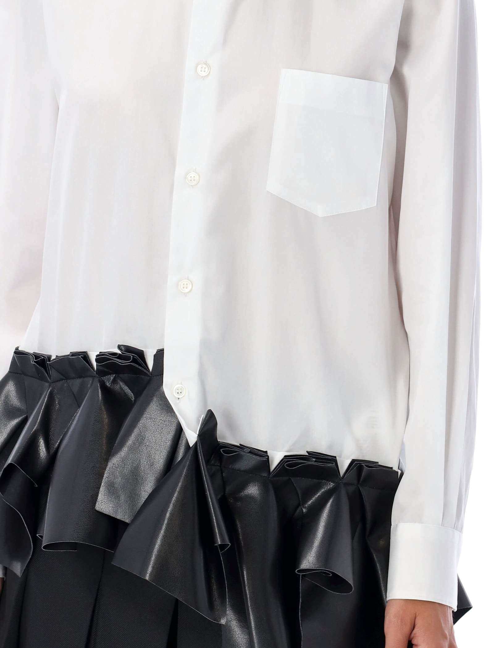 Shop Comme Des Garçons Ruffled Popeline Shirt In White X Black