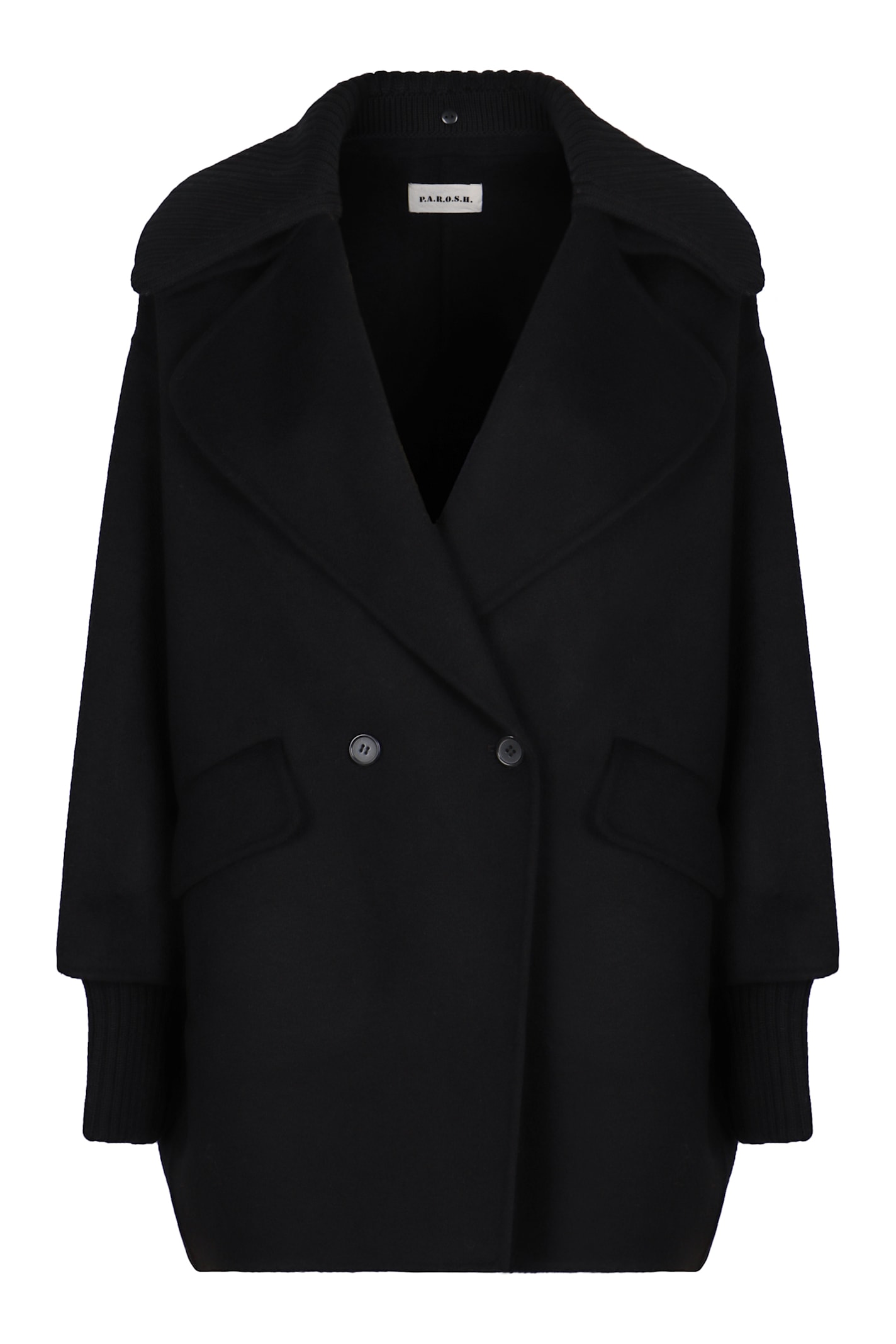P.a.r.o.s.h Double-breasted Coat In Wool In Black