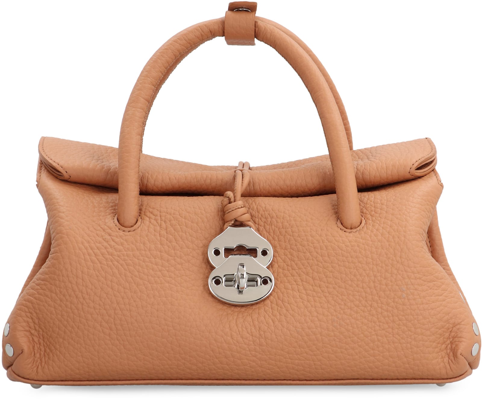 Zanellato Dotta Centauro S Hammered Leather Handbag With Shoulder Strap