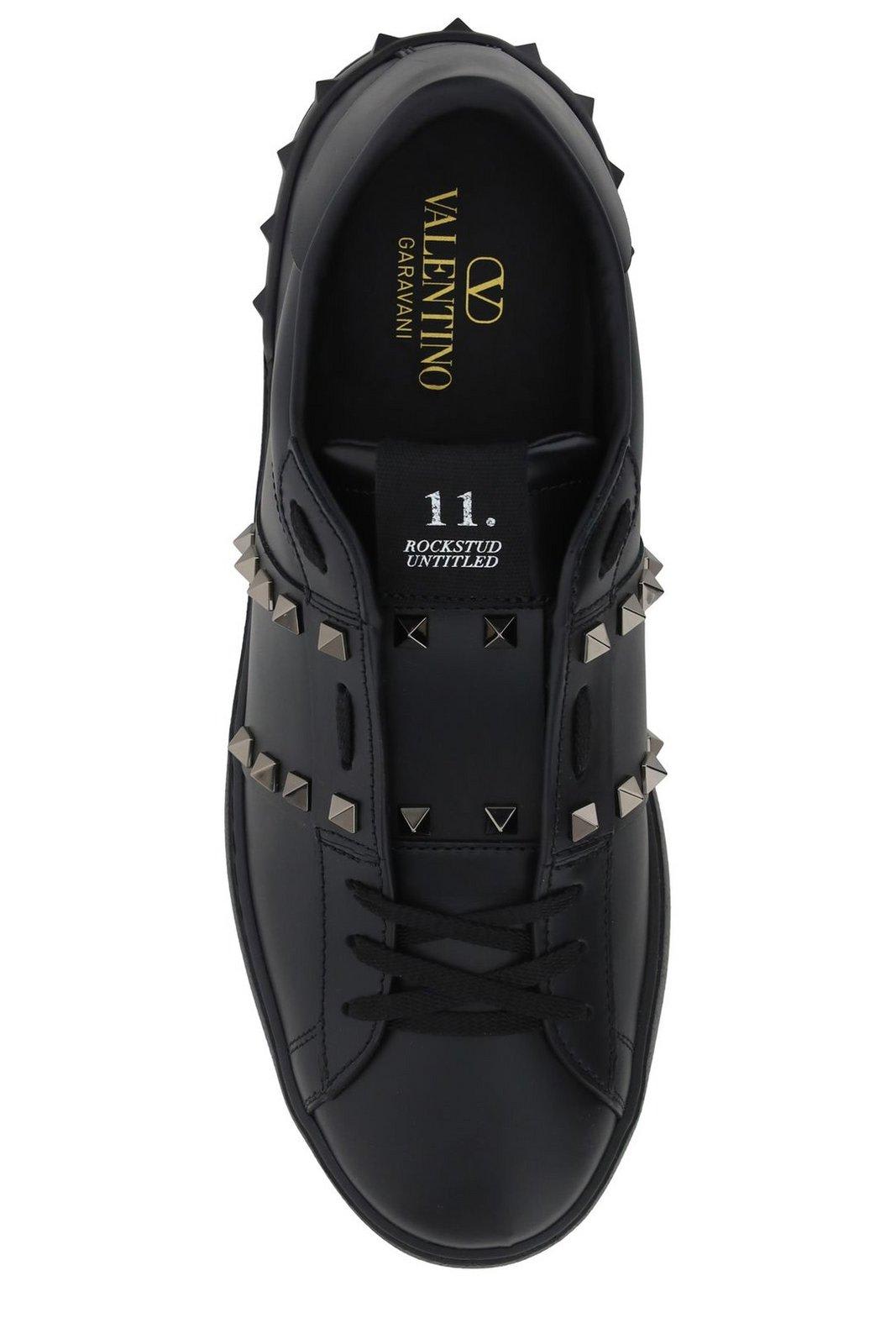 Shop Valentino Garavani Rockstud Untitled Lace-up Sneakers In Black