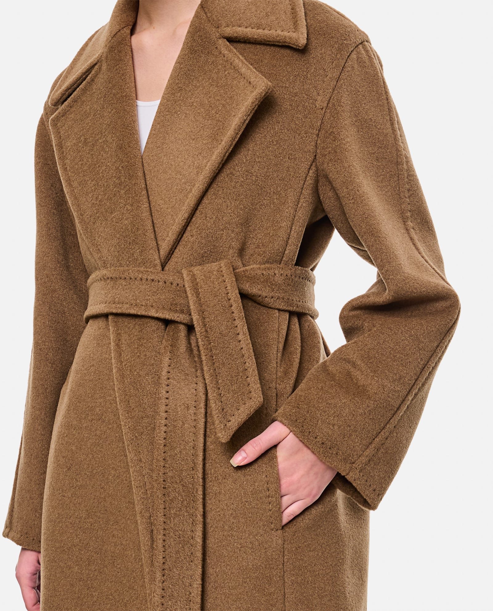 Shop Max Mara Fragore Long Coat In Beige