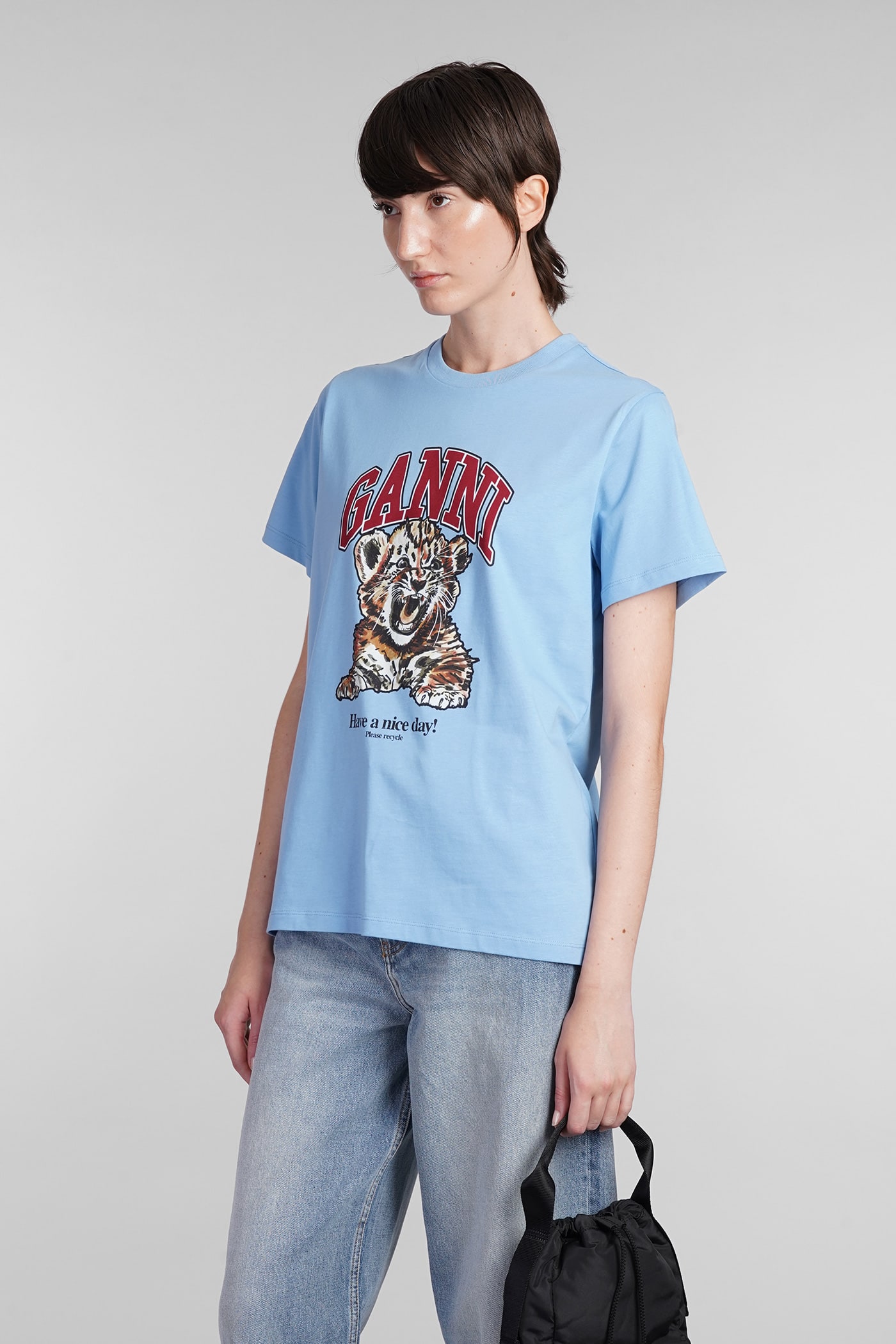Ganni Basic Jersey Tiger Relaxed T-shirt In Multi