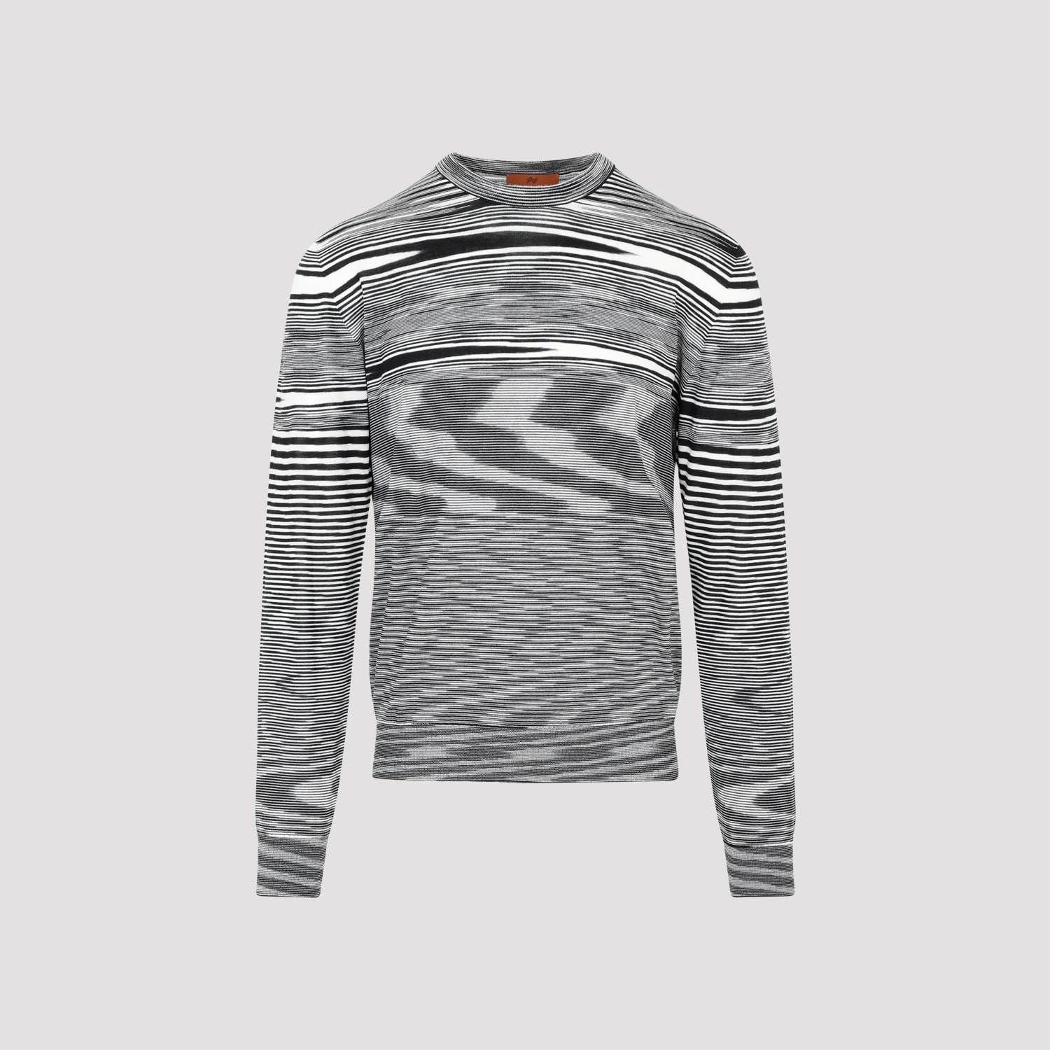 Shop Missoni Crewneck Wool Sweater In Space Dye Black White