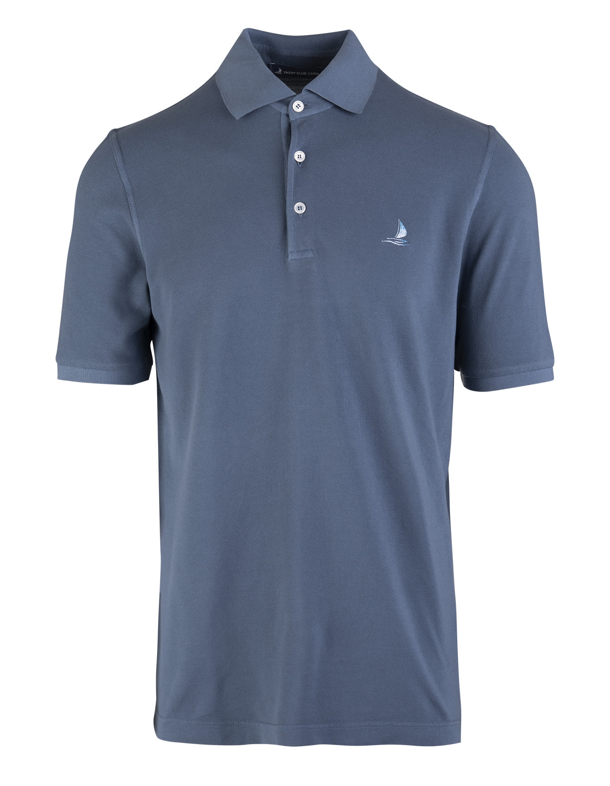 Fedeli Man - Avio Blue Pique Polo Shirt With Yacht Club Capri Logo