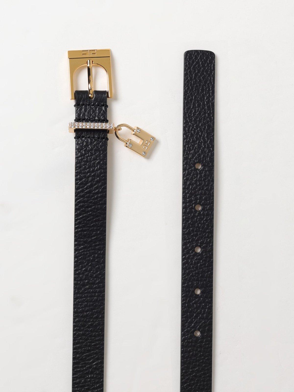 Elisabetta Franchi Logo Engraved Embellished Belt