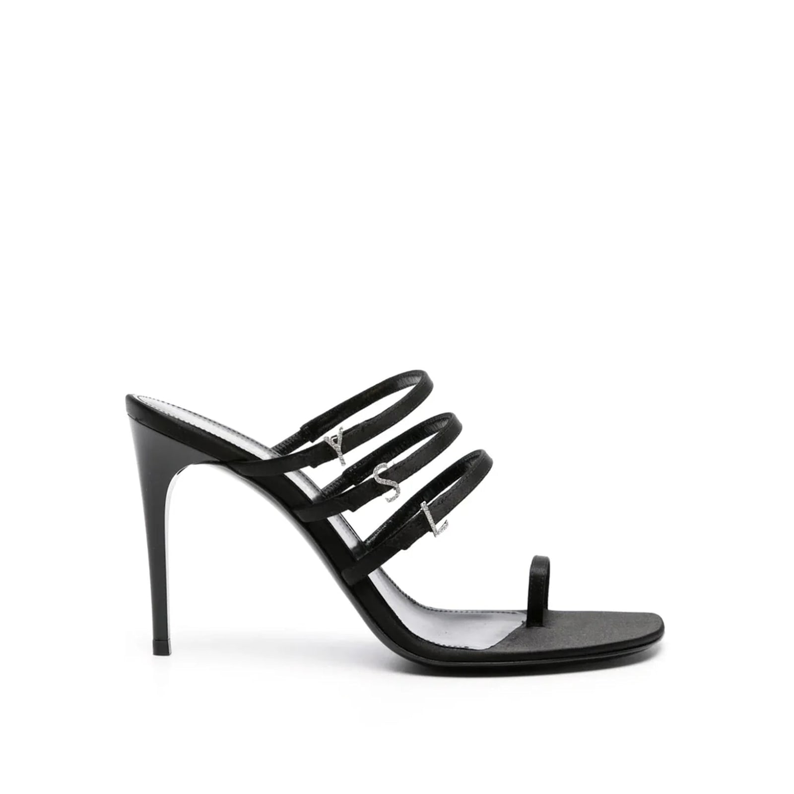 Shop Saint Laurent Jerry 95 Satin Sandals In Black