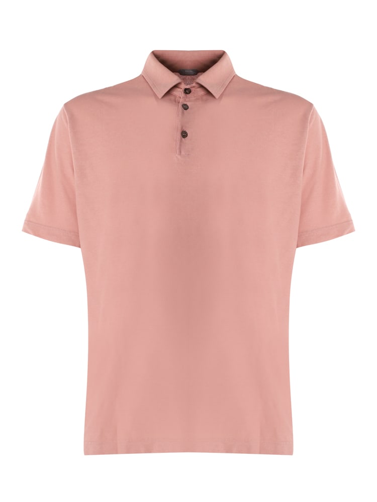 Zanone Peach Cotton Polo Shirt