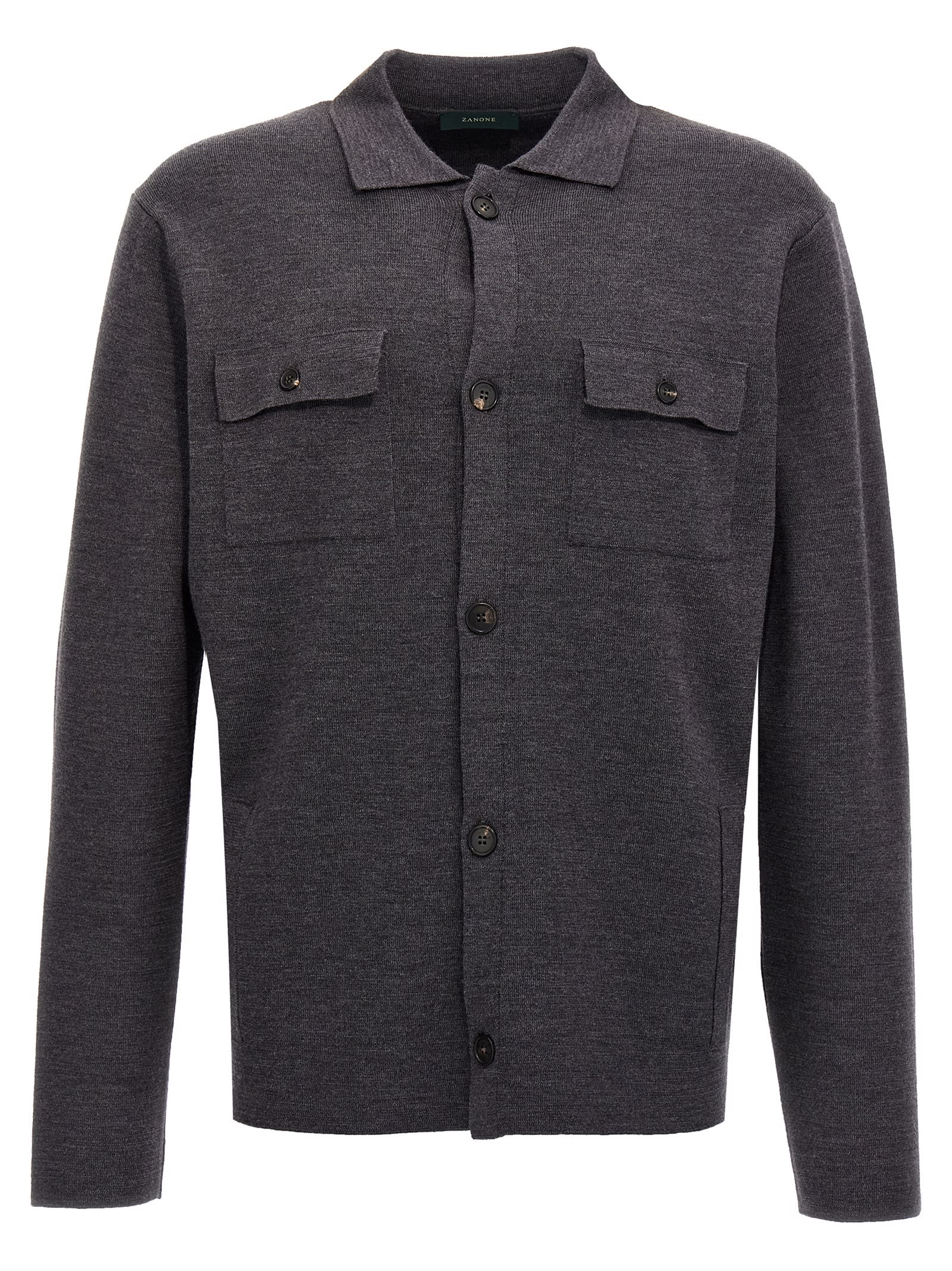 Shop Zanone Wool Cardigan In Gray