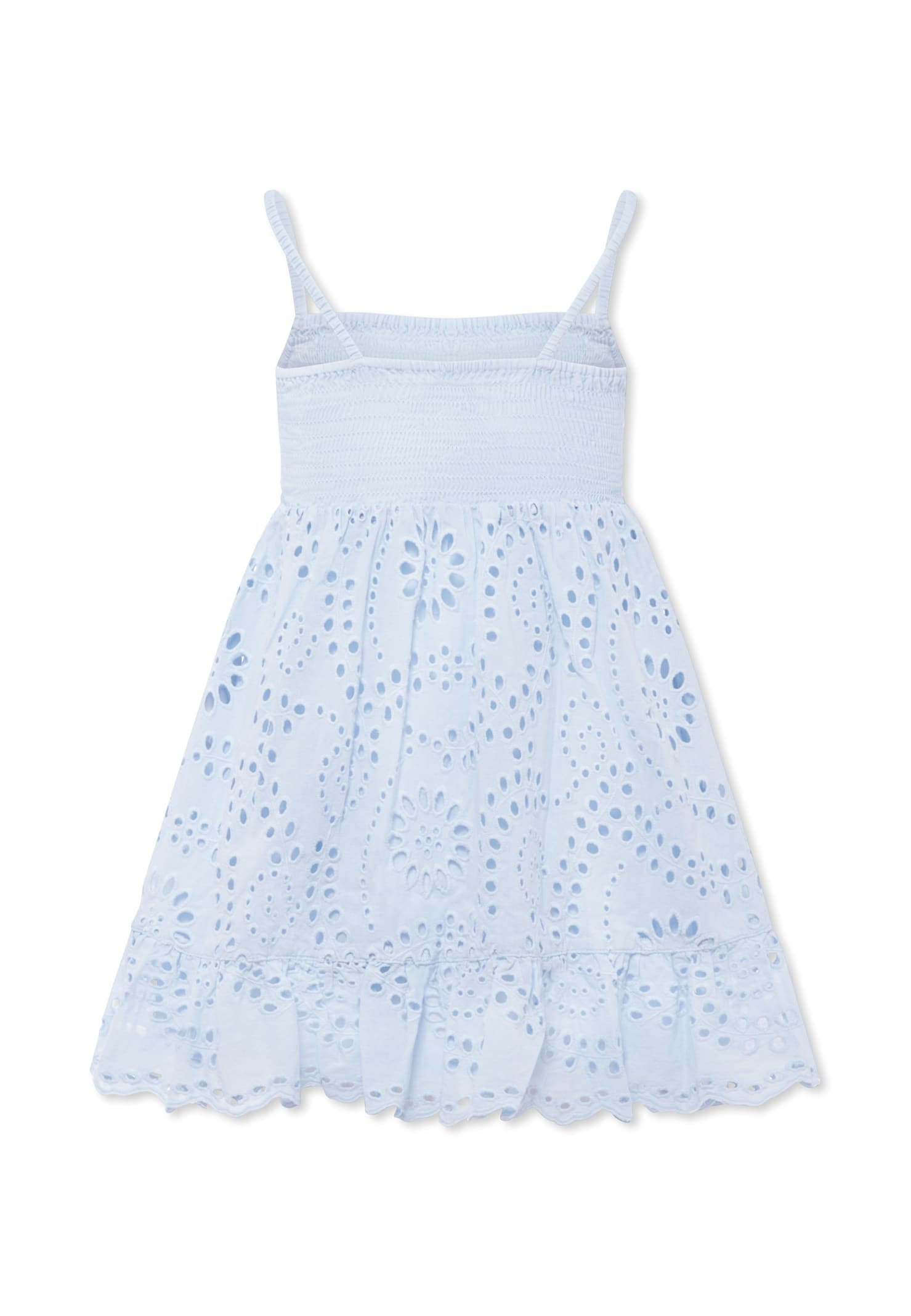 Mc2 Saint Barth Light Blue Dress For Girl With Flowers In Blue