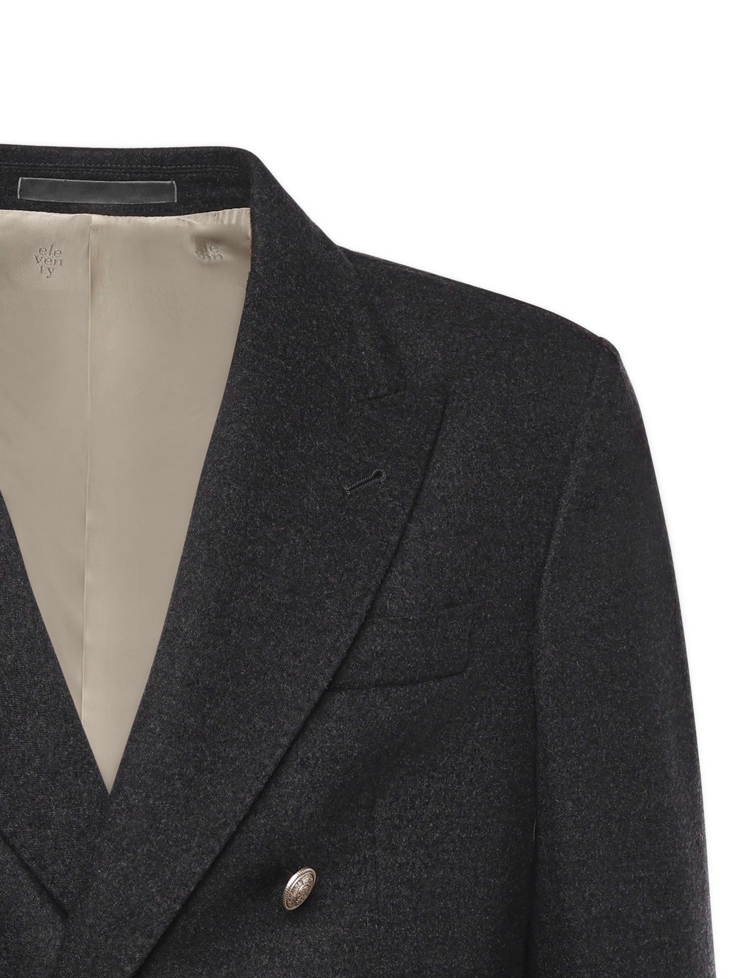 Eleventy Double-breasted Wool Jacket In Black