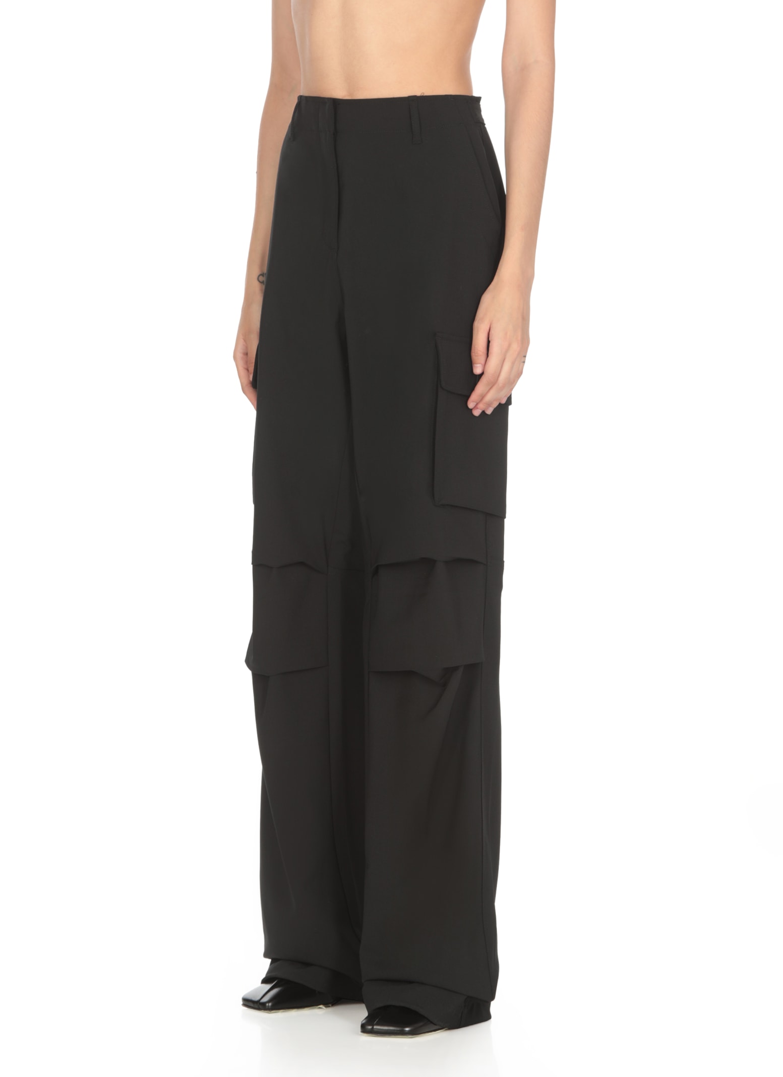 Shop Coperni Wool Blend Cargo Pants In Black