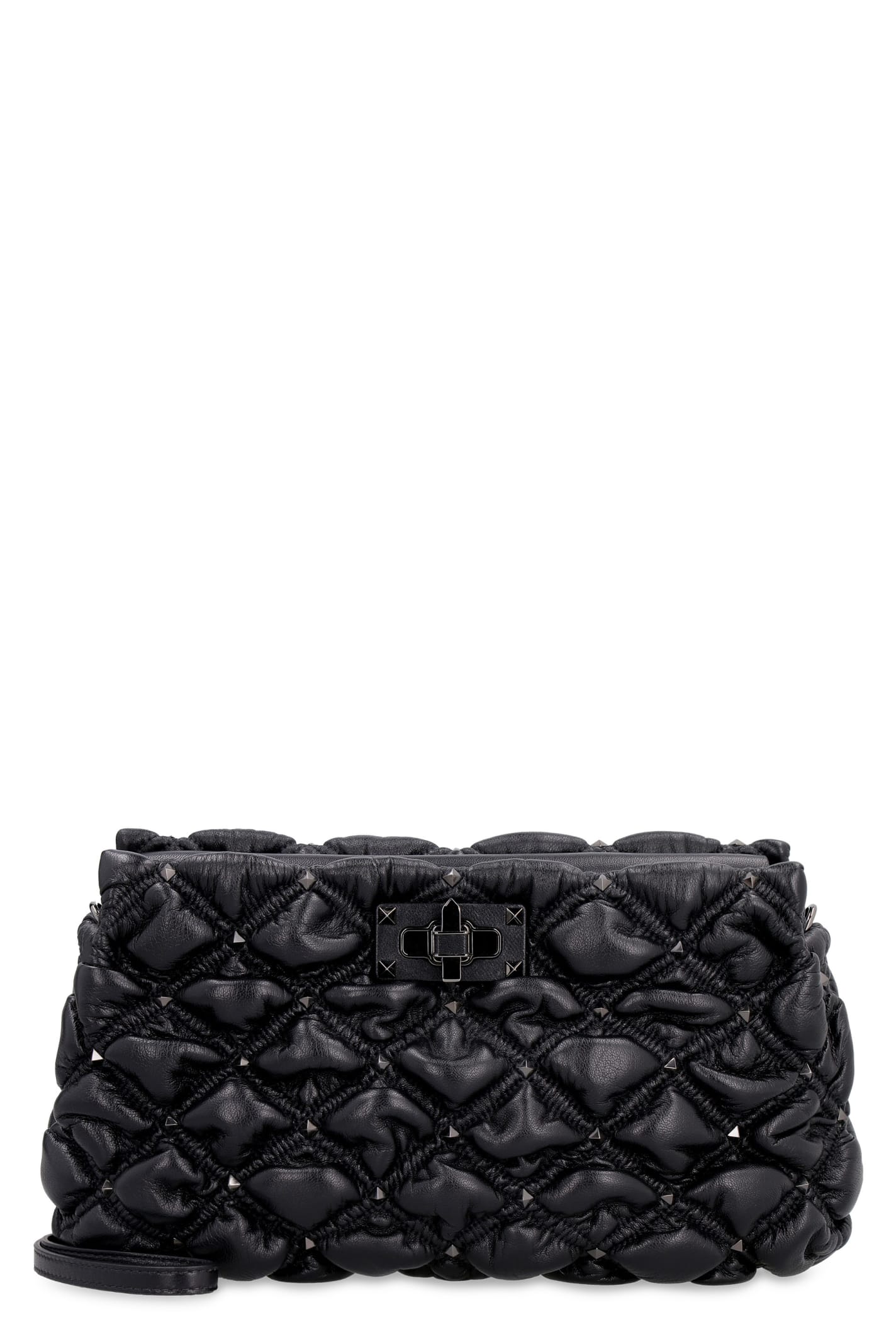 Spikeme Leather Crossbody Bag In Black
