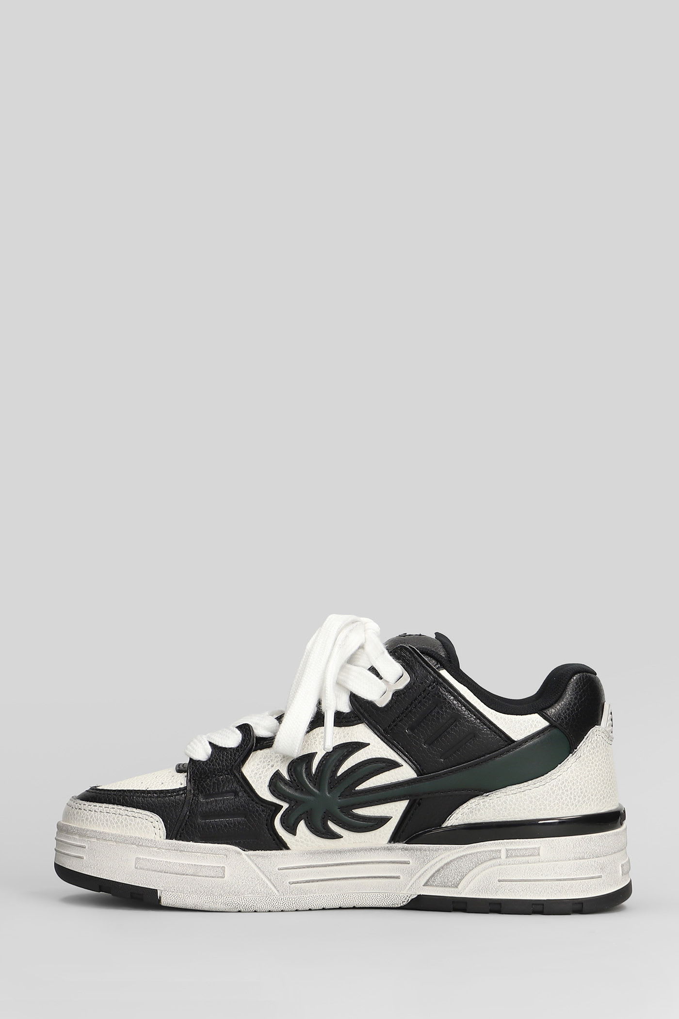 Palm Angels Venice Sneakers In Black Suede And Leather In Animal Print