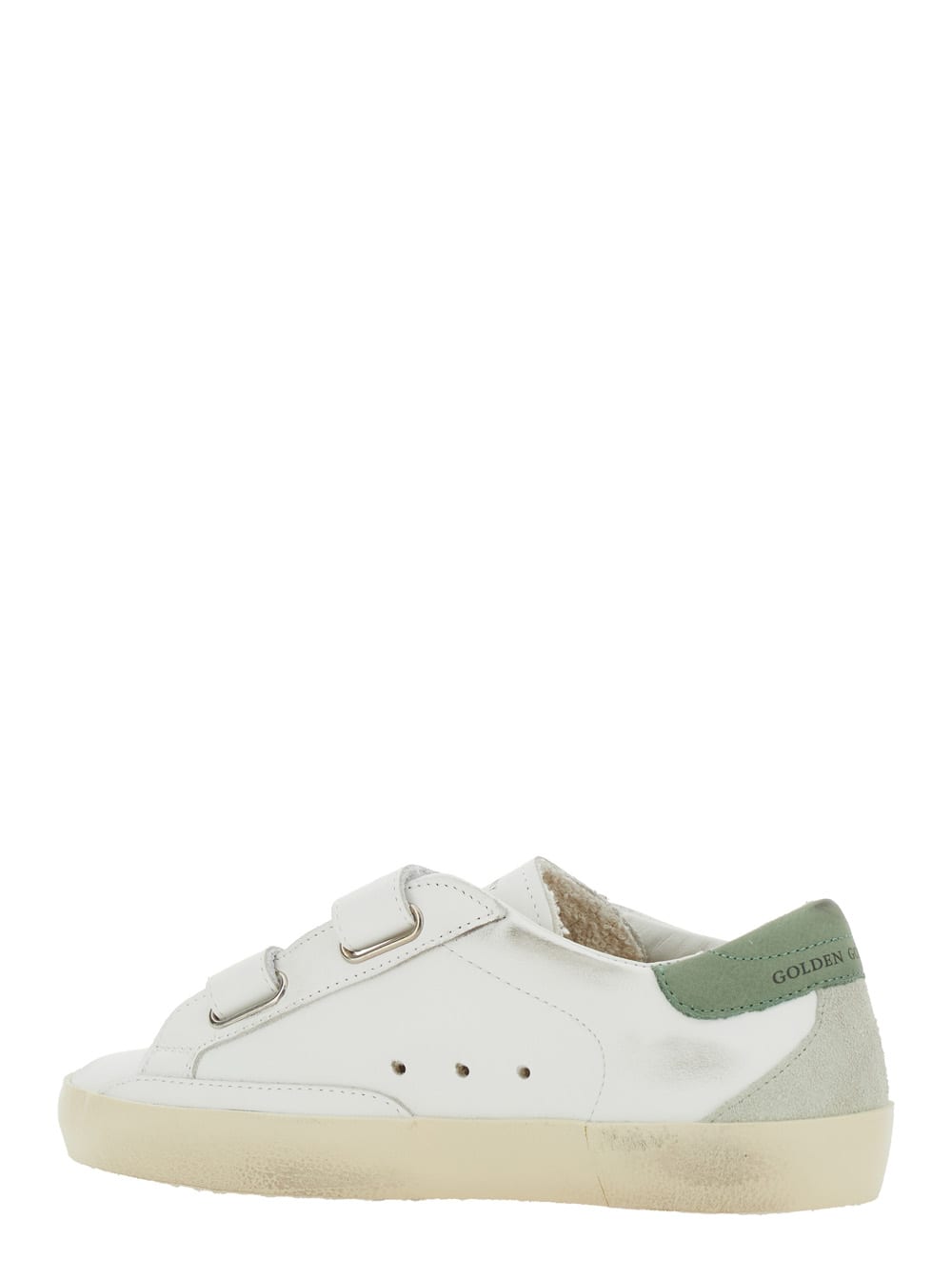 Golden Goose Old School Leather Upper Suede Star Nabuk Heel In White