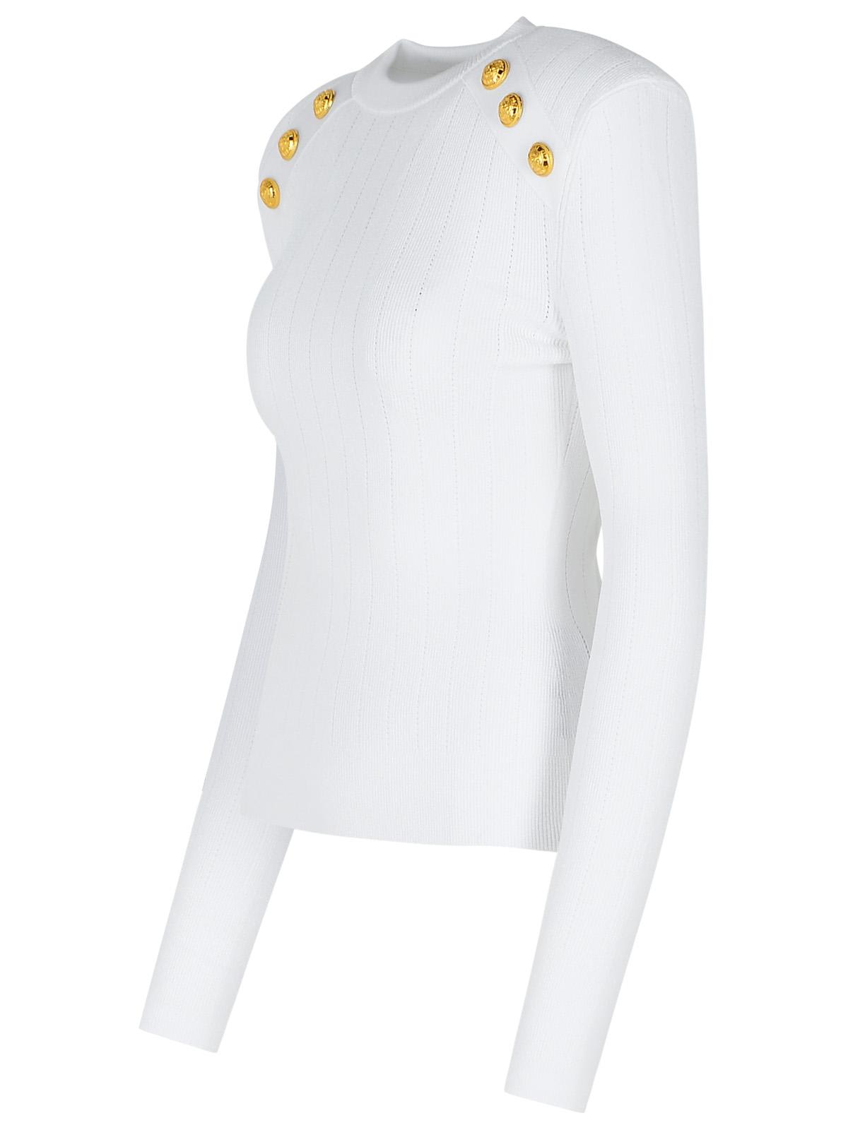Shop Balmain White Viscose Blend Sweater