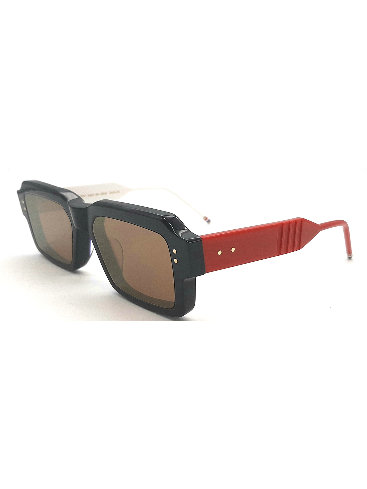 Shop Thom Browne Ues924a/g0002 Sunglasses In Navy With Red And Whi