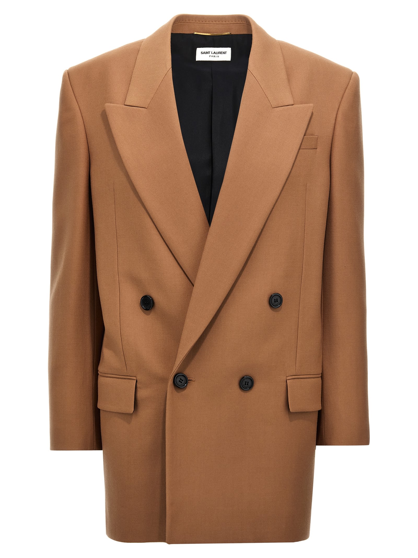 Shop Saint Laurent Gabardine Double-breasted Blazer