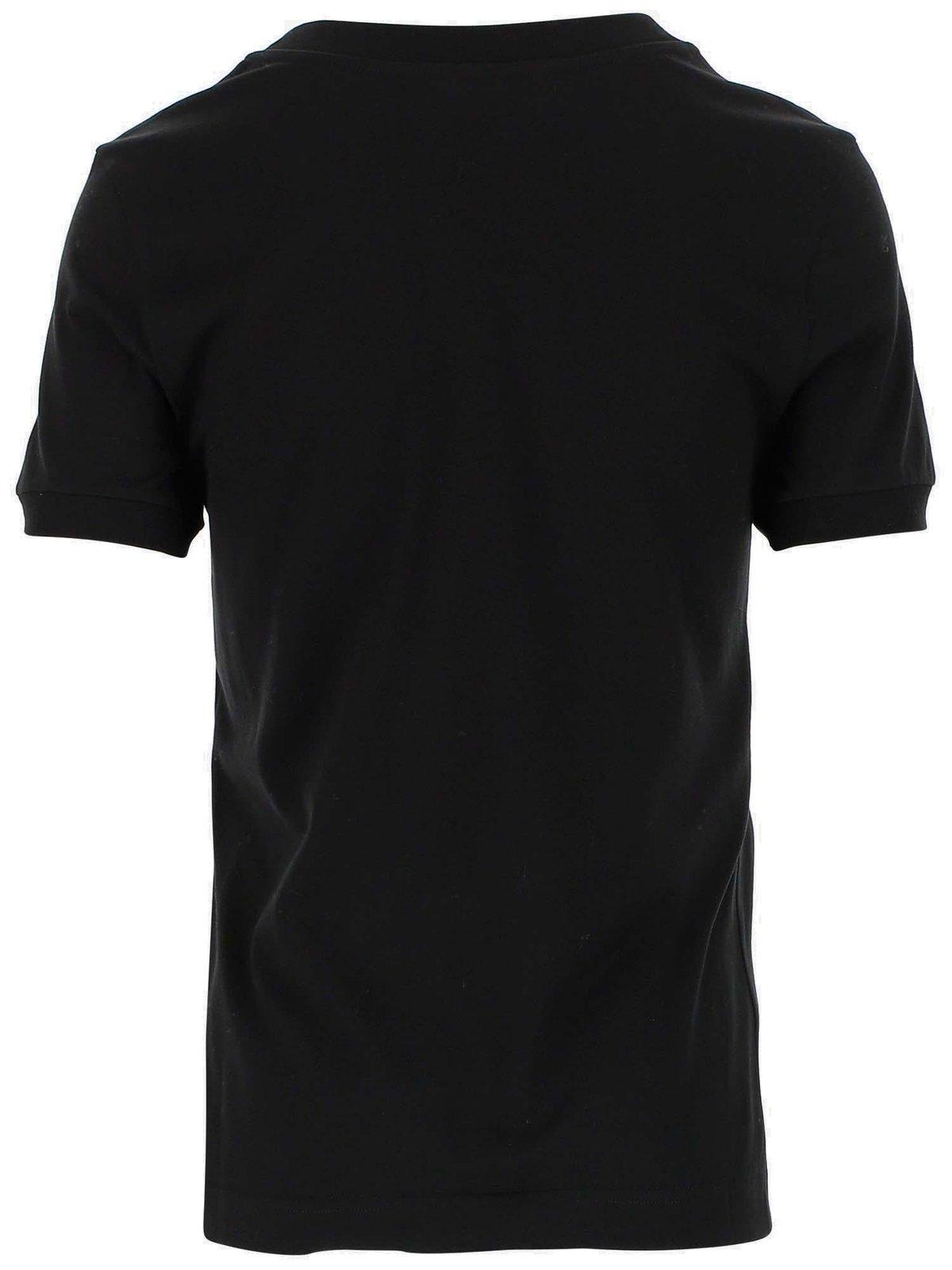 Dolce & Gabbana Black T-shirt With Logo Decorated With Crystals On The Front In Cotton Woman In Nero