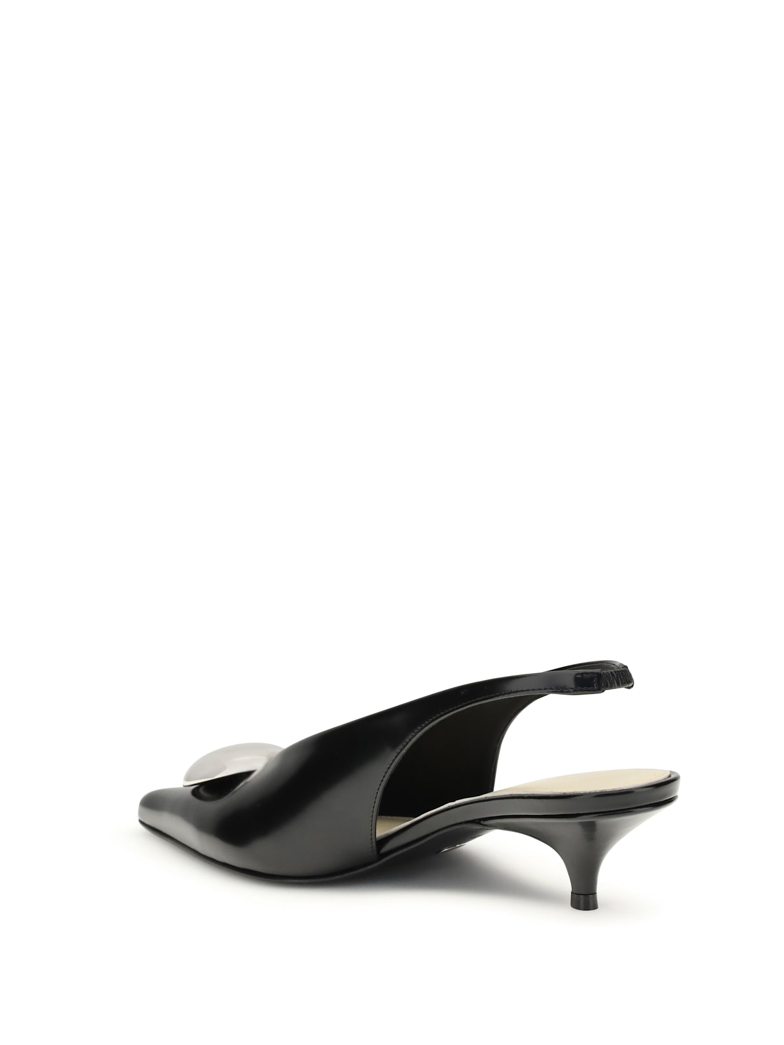 Proenza Schouler Dome Slash Slingbacks In Polished Calf In Black
