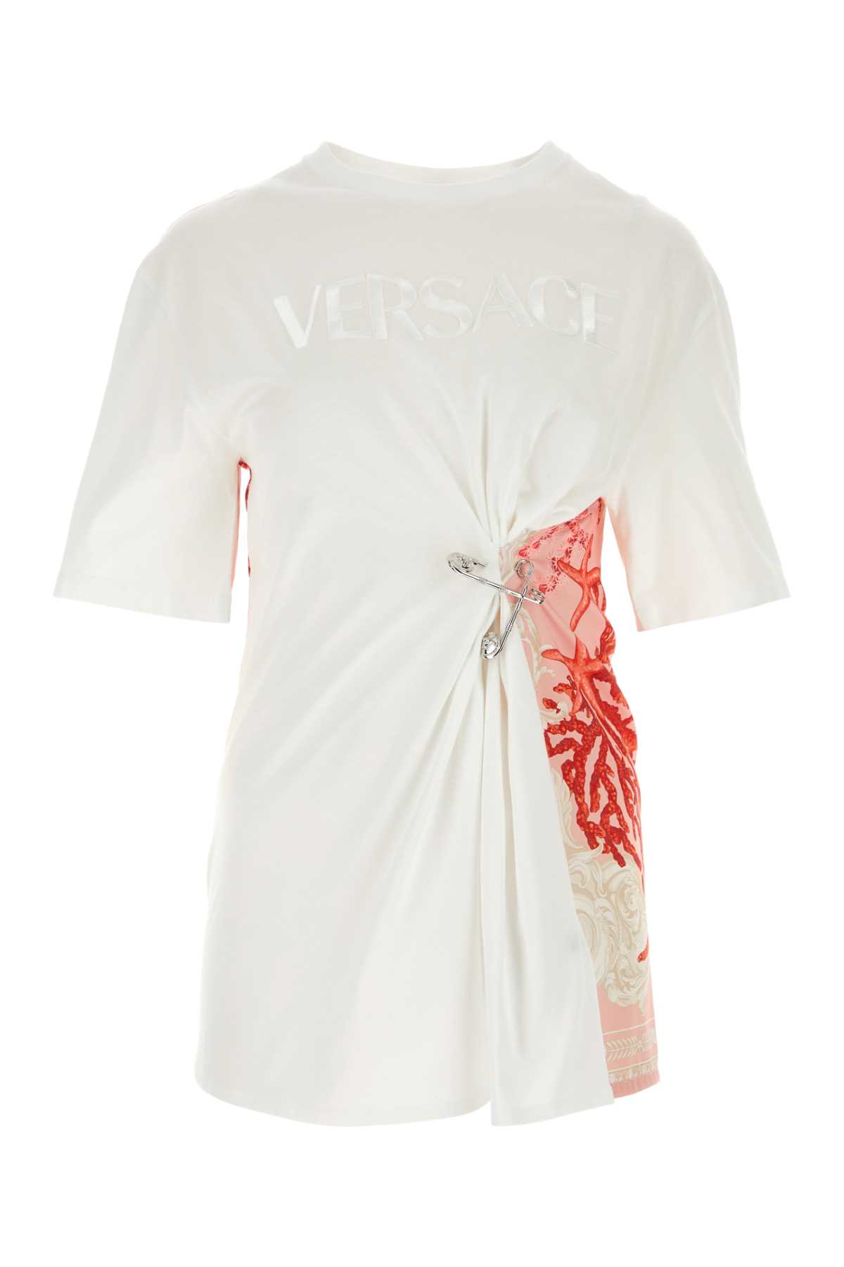 Shop Versace White Cotton T-shirt In 2w070