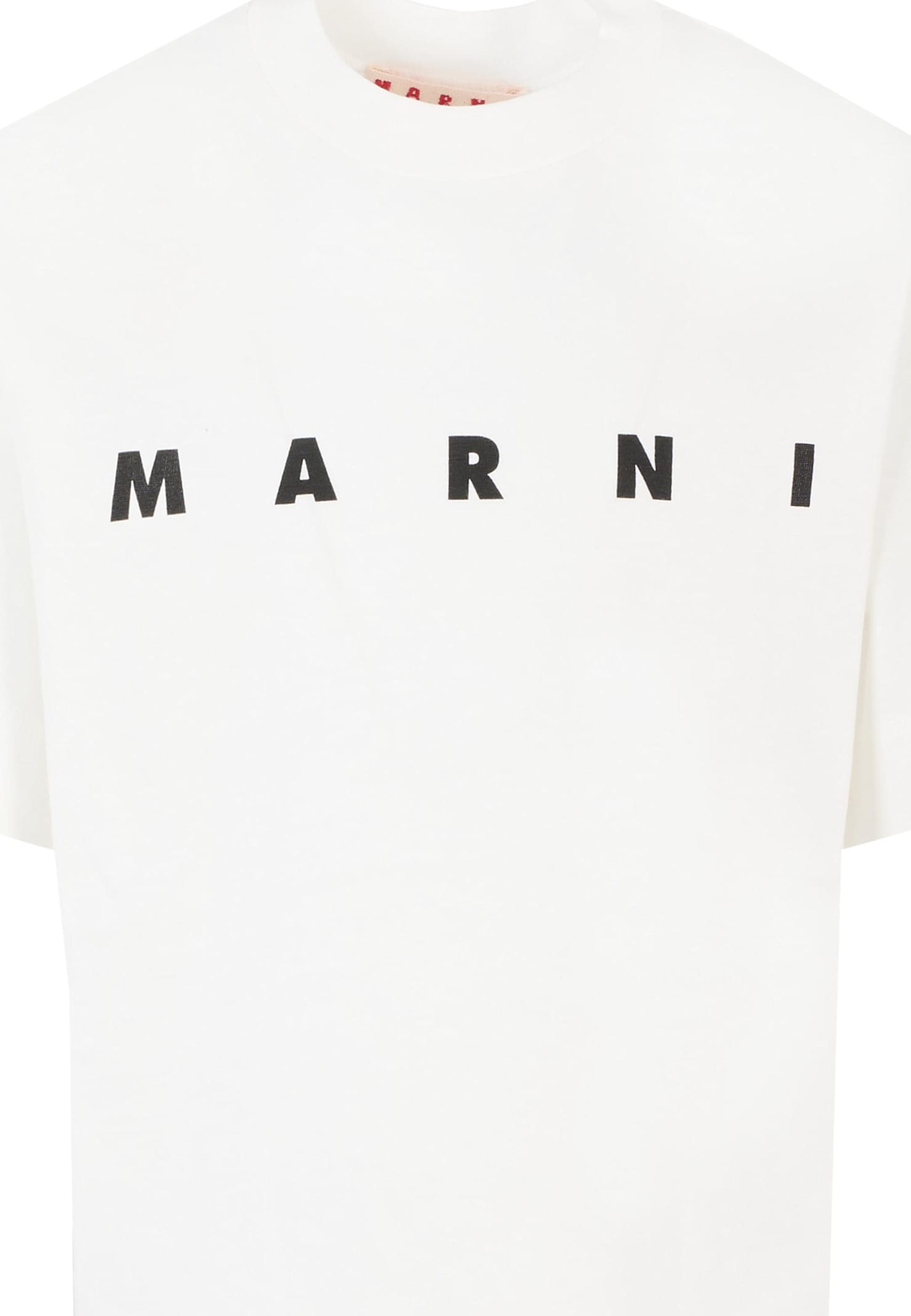 Marni White T-shirt For Kids With Black Logo In White