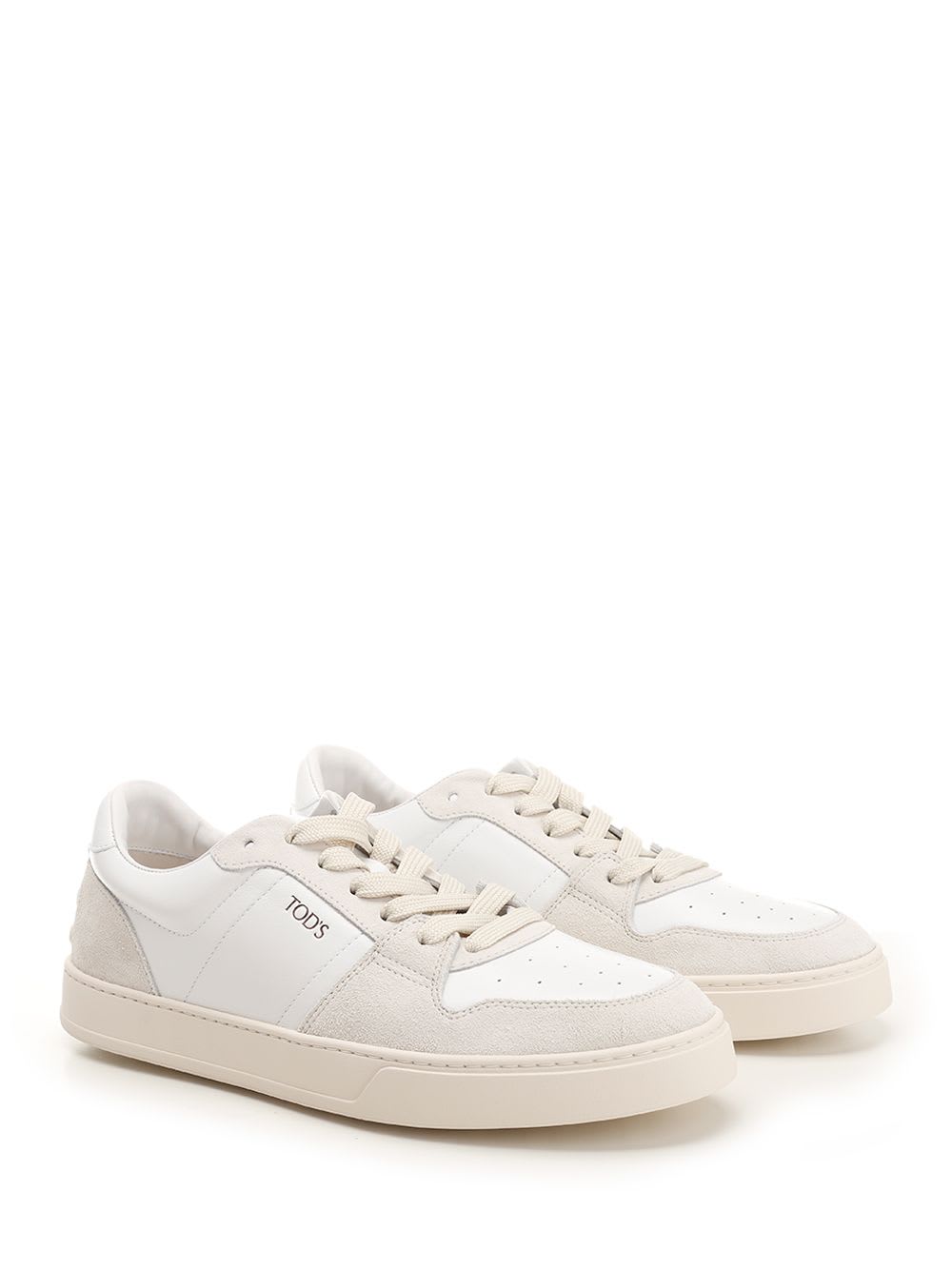 Shop Tod's Calfskin Sneakers In White