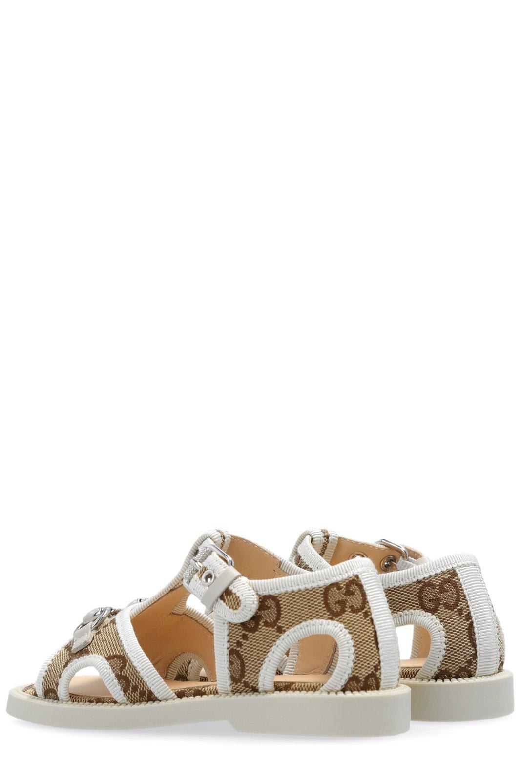 Shop Gucci Buckled Open Toe Sandals In White