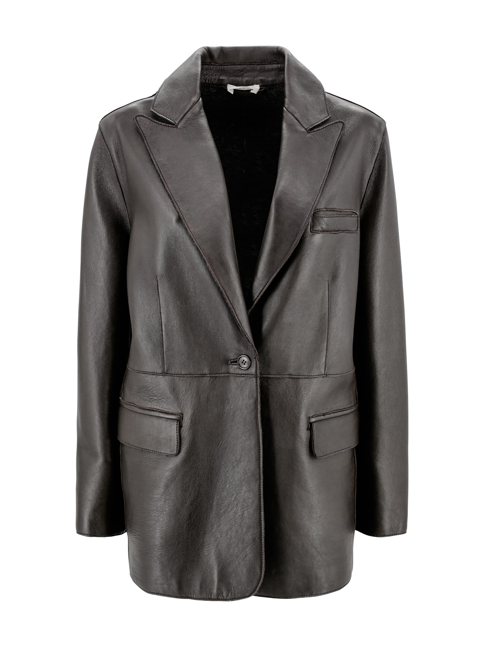 Parosh Single-breasted Leather Blazer