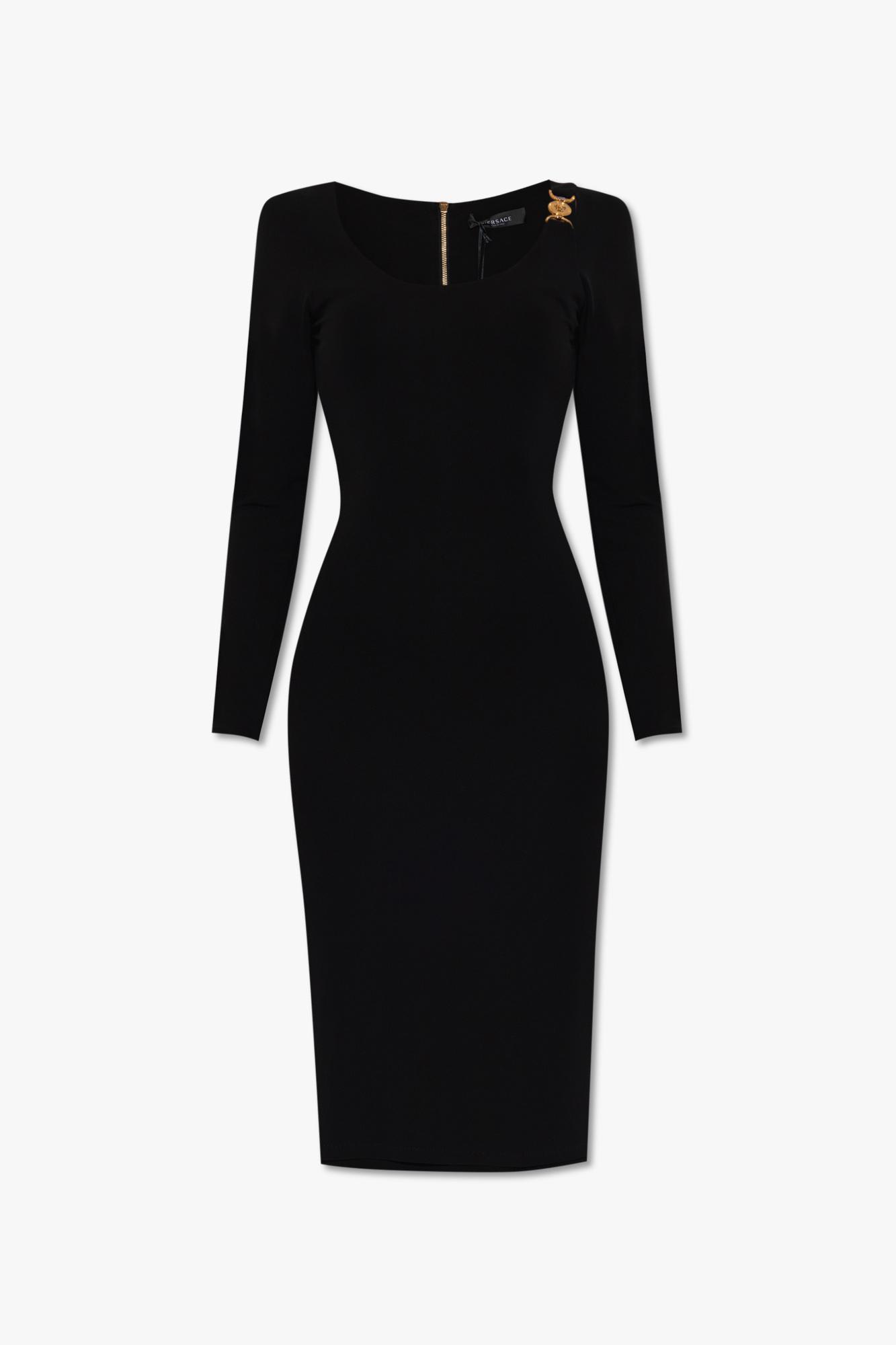 Shop Versace Dress With Medusa Head In Black