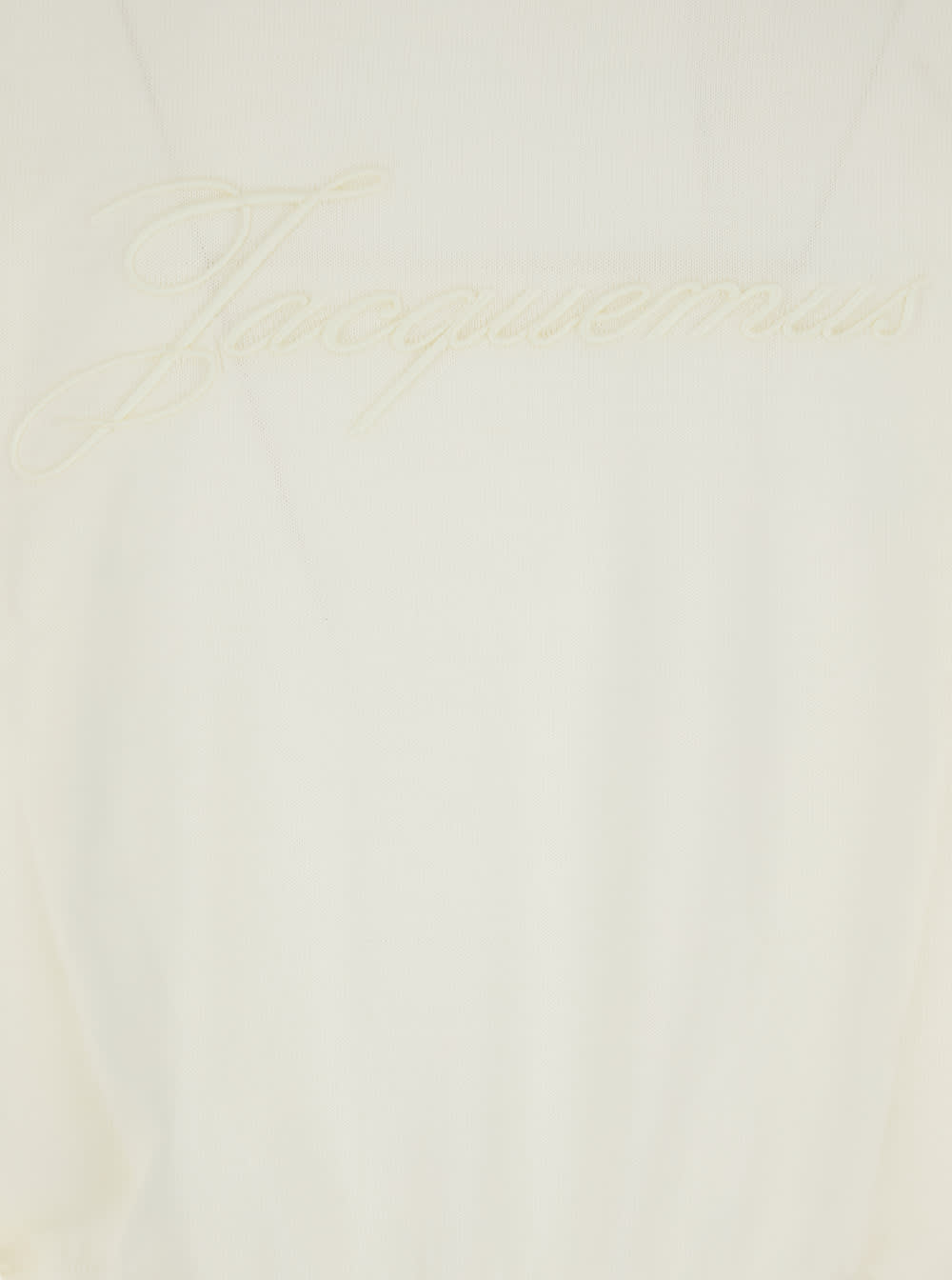 Jacquemus White Crew Neck Sweater With Back Logo In Merino Wool Woman In White