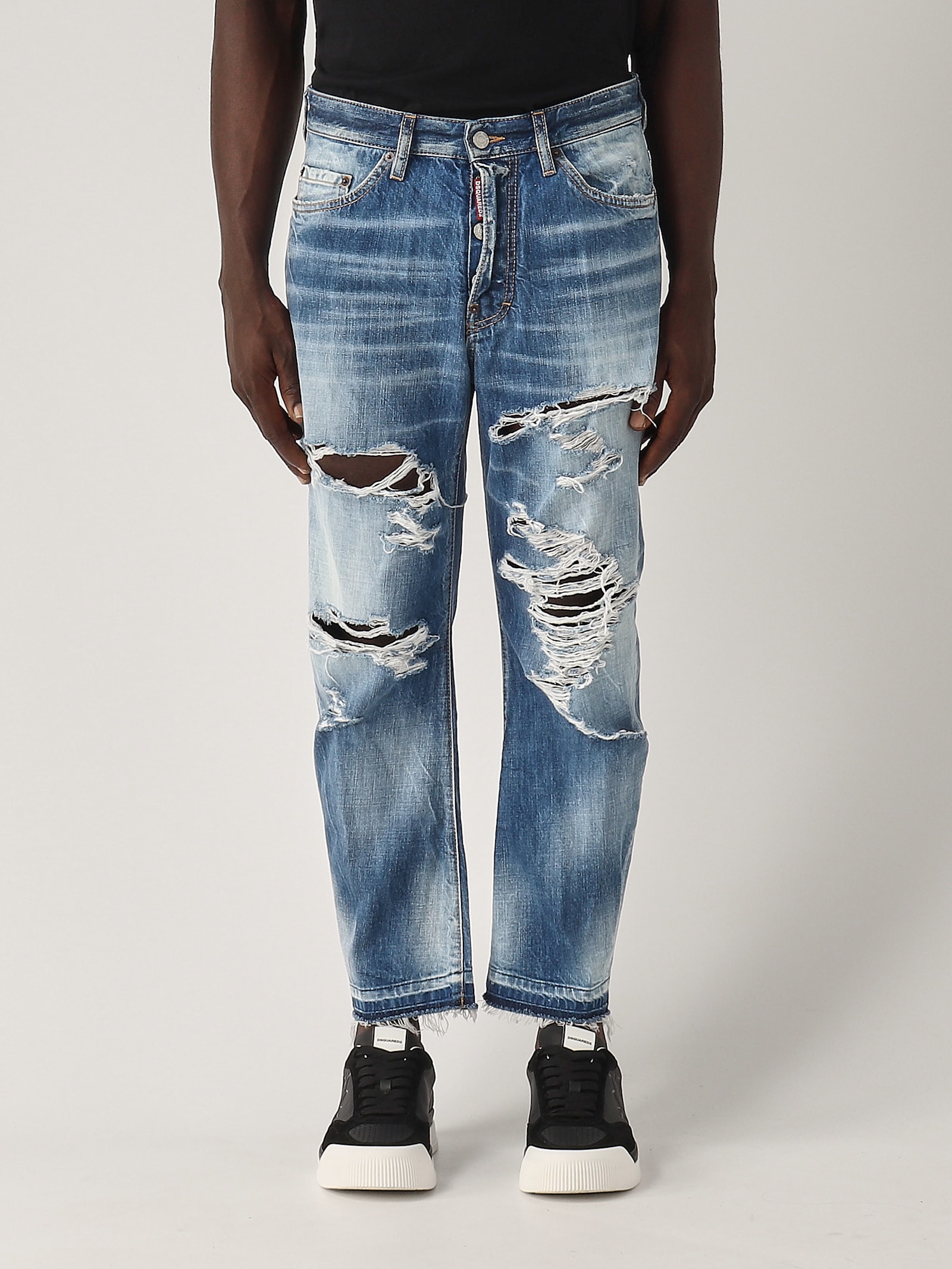 Shop Dsquared2 Pantalone 5 Tasche Trousers In Denim Medio