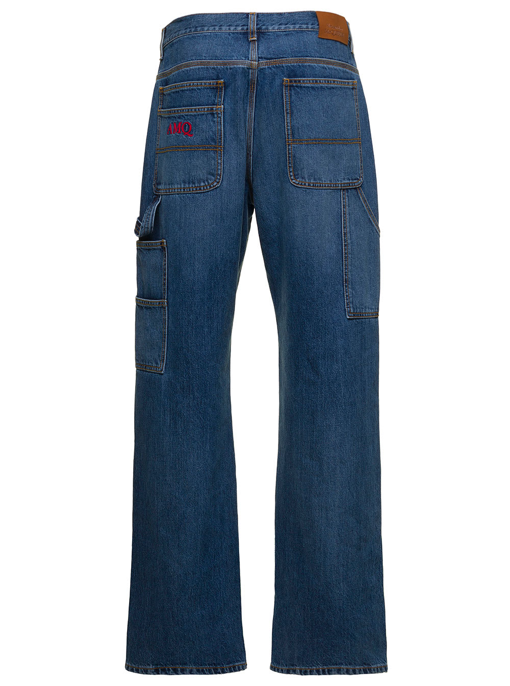 Shop Alexander Mcqueen Workwear Blue Loose Jeans In Cotton Denim Man