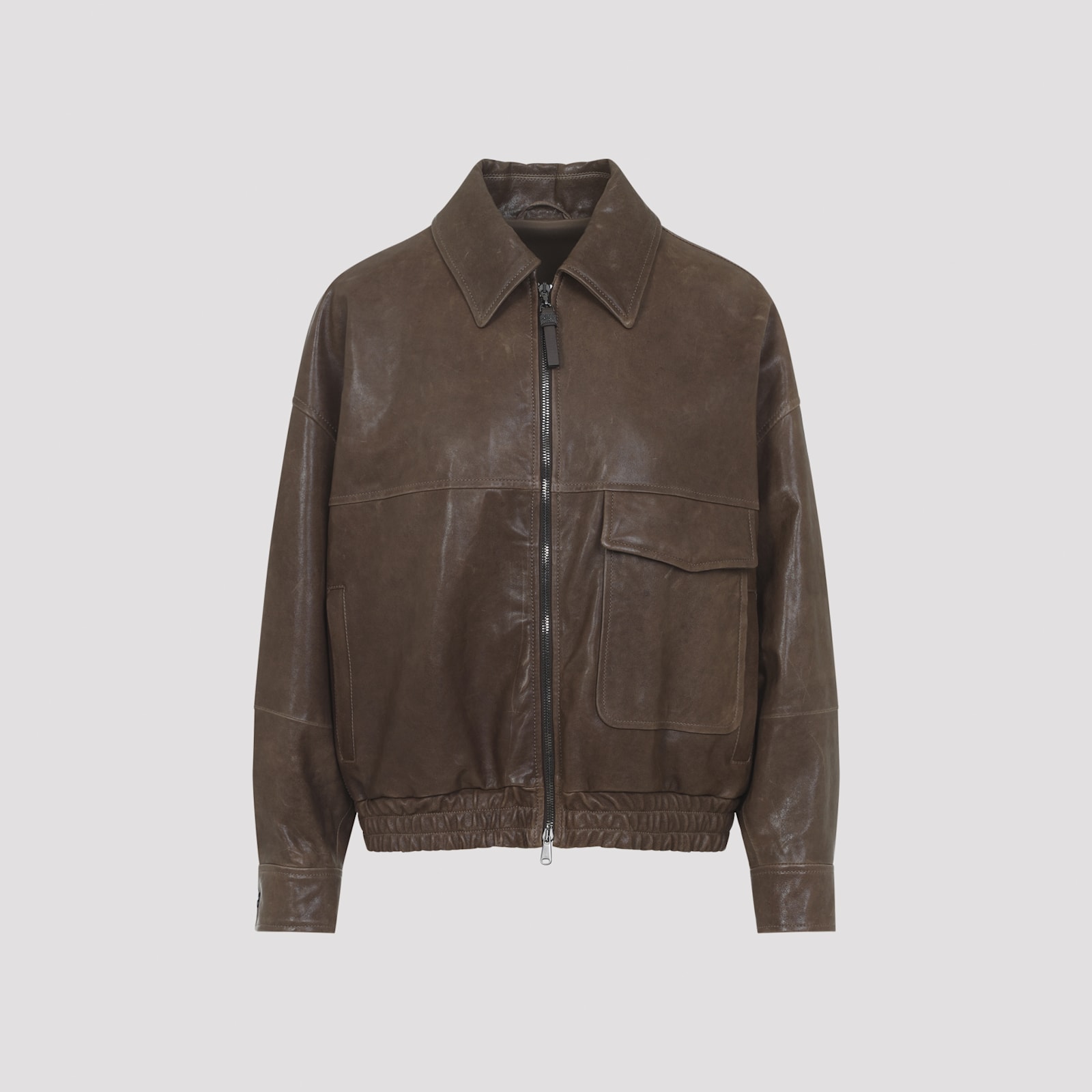 Brunello Cucinelli Leather Bomber Jacket