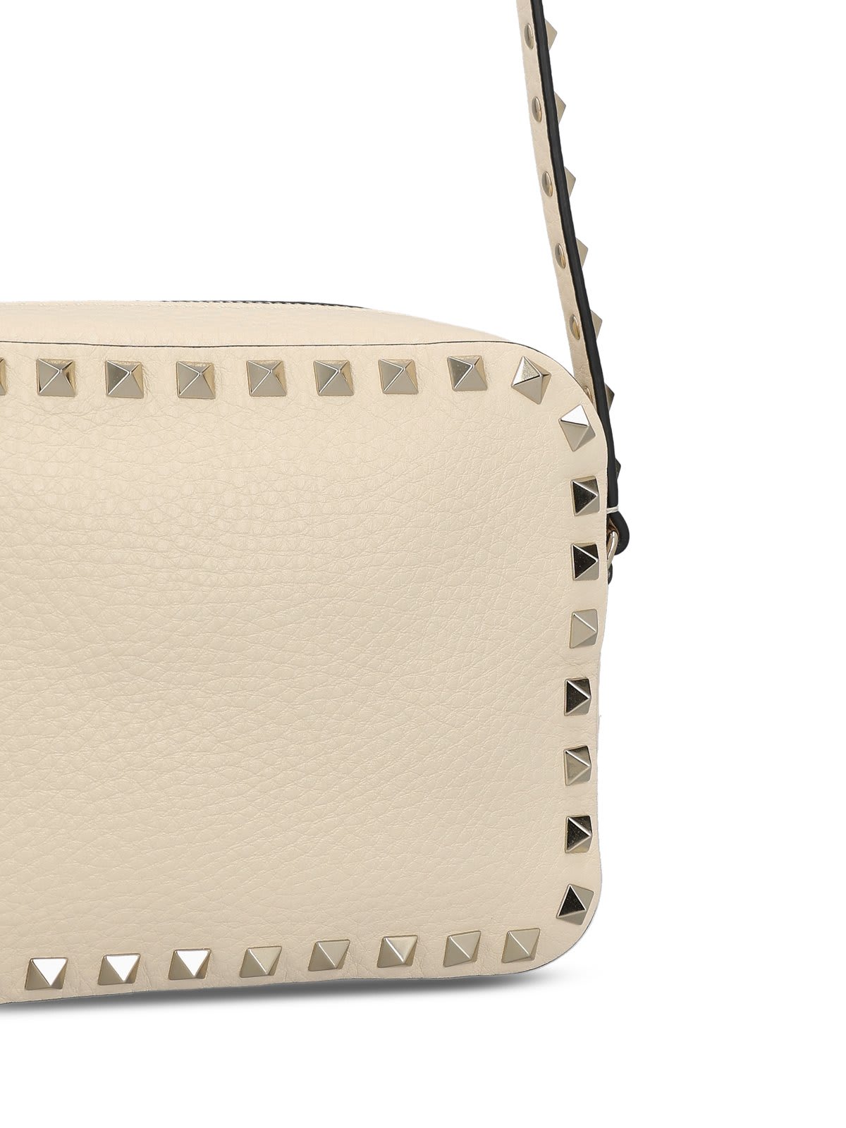 Shop Valentino Garavani Rockstud Zip-up Crossbody Bag In Bianco