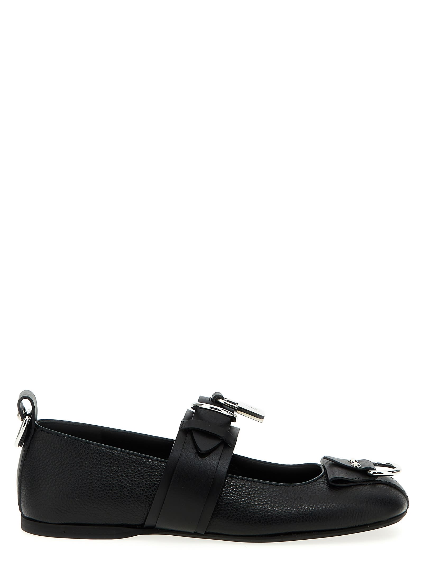 Jw Anderson Padlock-embellished Leather Ballerina Shoes In Black