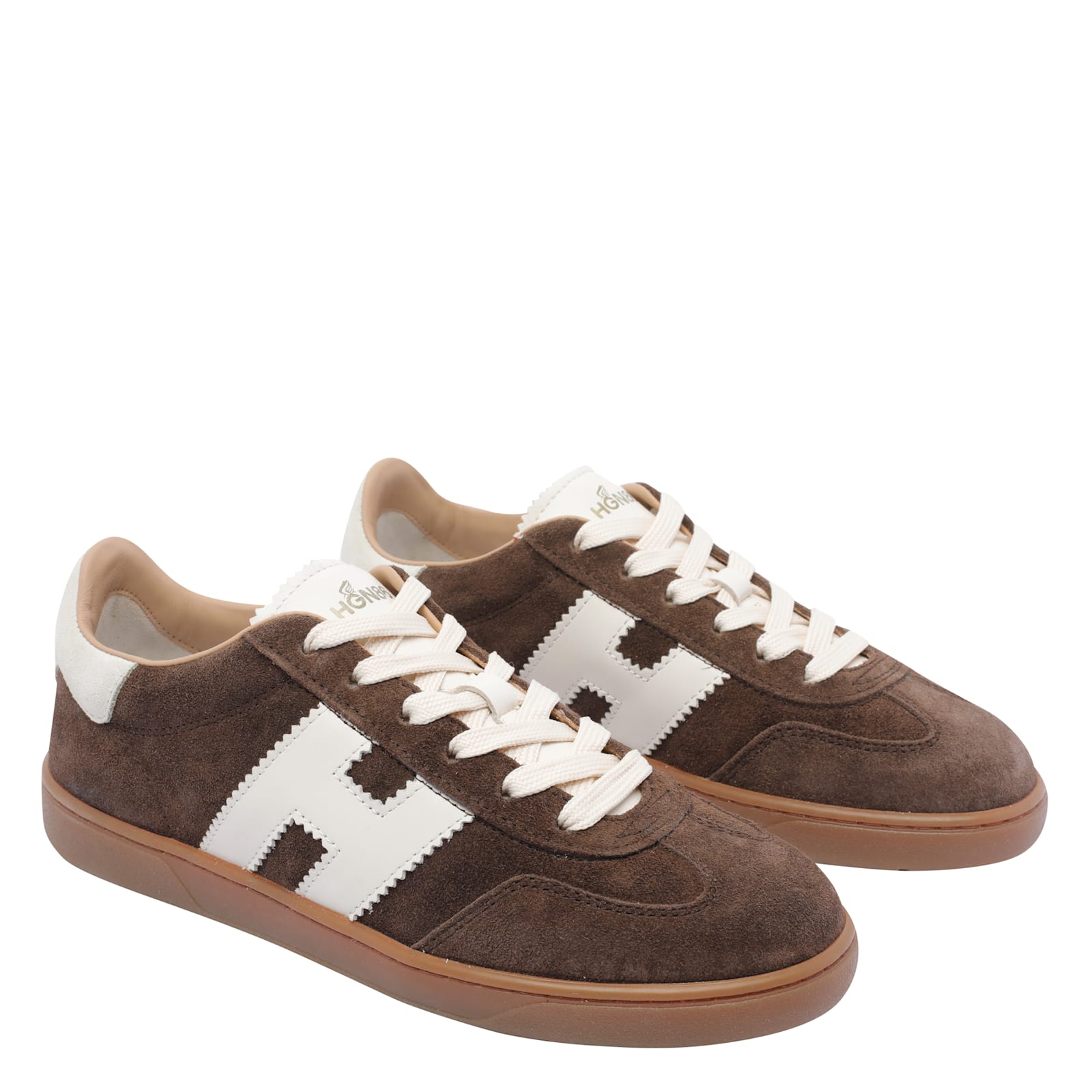 Hogan Low-top Suede Sneakers With Contrasting Stripe In Brown