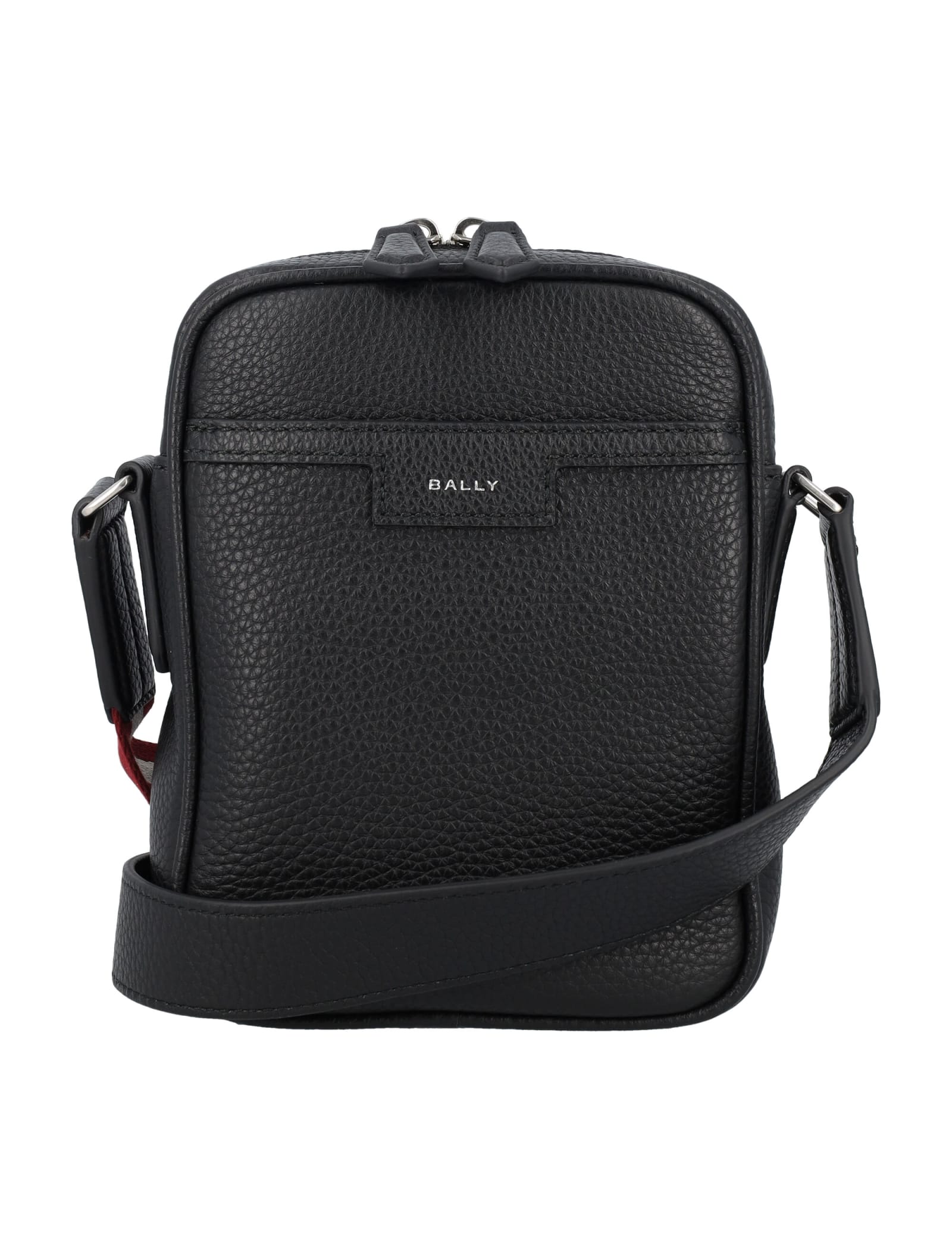 Shop Bally Code Cross Ns Shoulder Bag In Black+palladio