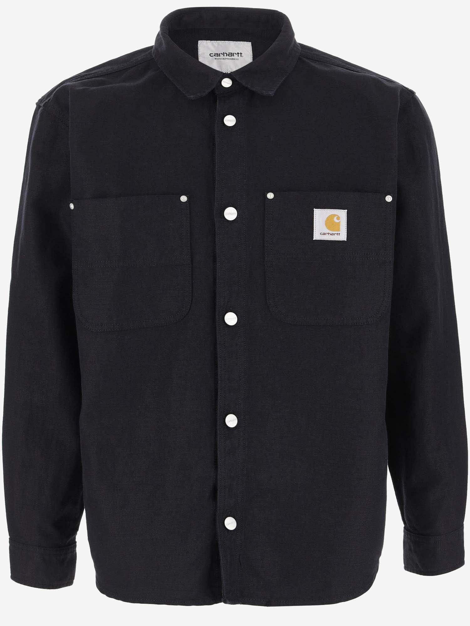 CARHARTT COTTON AND LINEN SHIRT WITH LOGO 