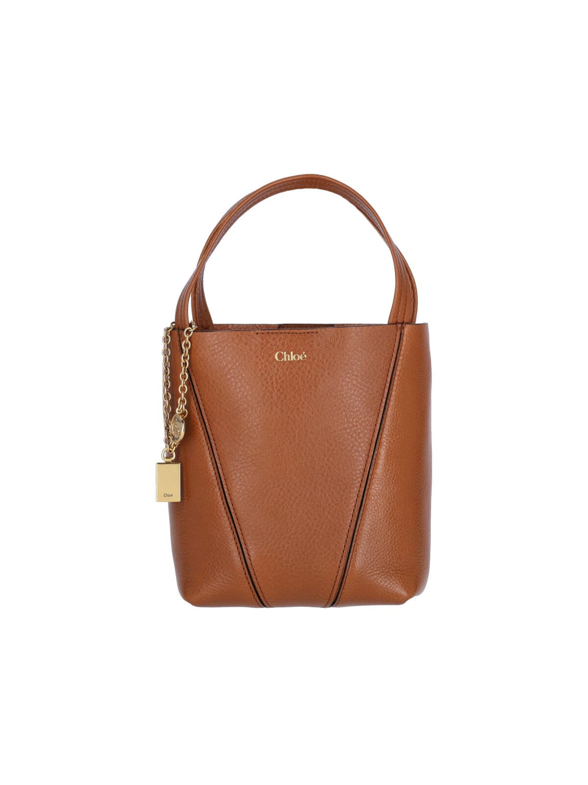 Chloé Structured Brown Shoulder Bag With Textured Finish